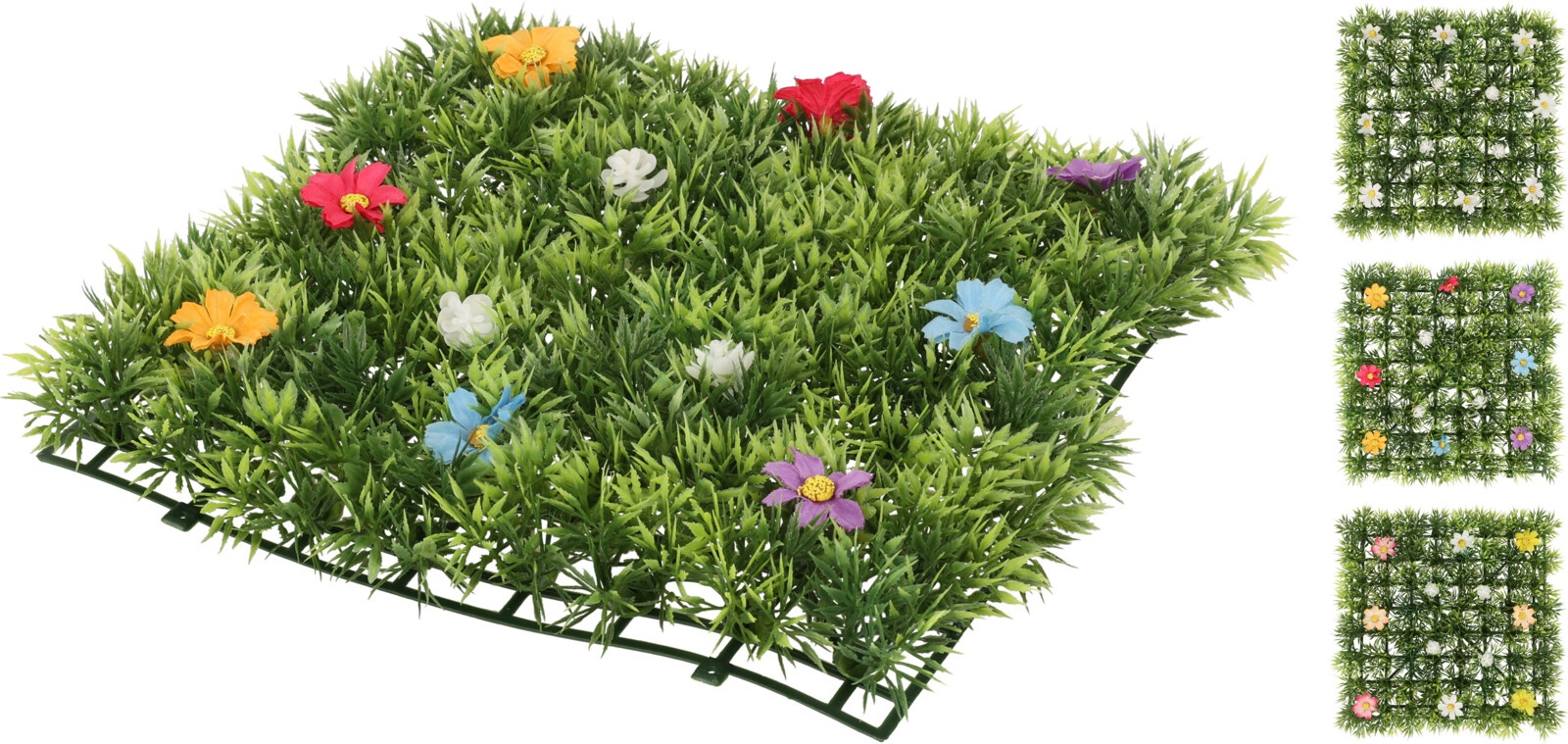 Afbeeldingen van Grasmat 25x25 cm met bloemen assorti