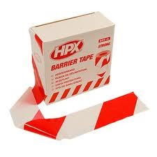 Afbeeldingen van Rol afzetband rood/wit 7,5 cm/500 mtr