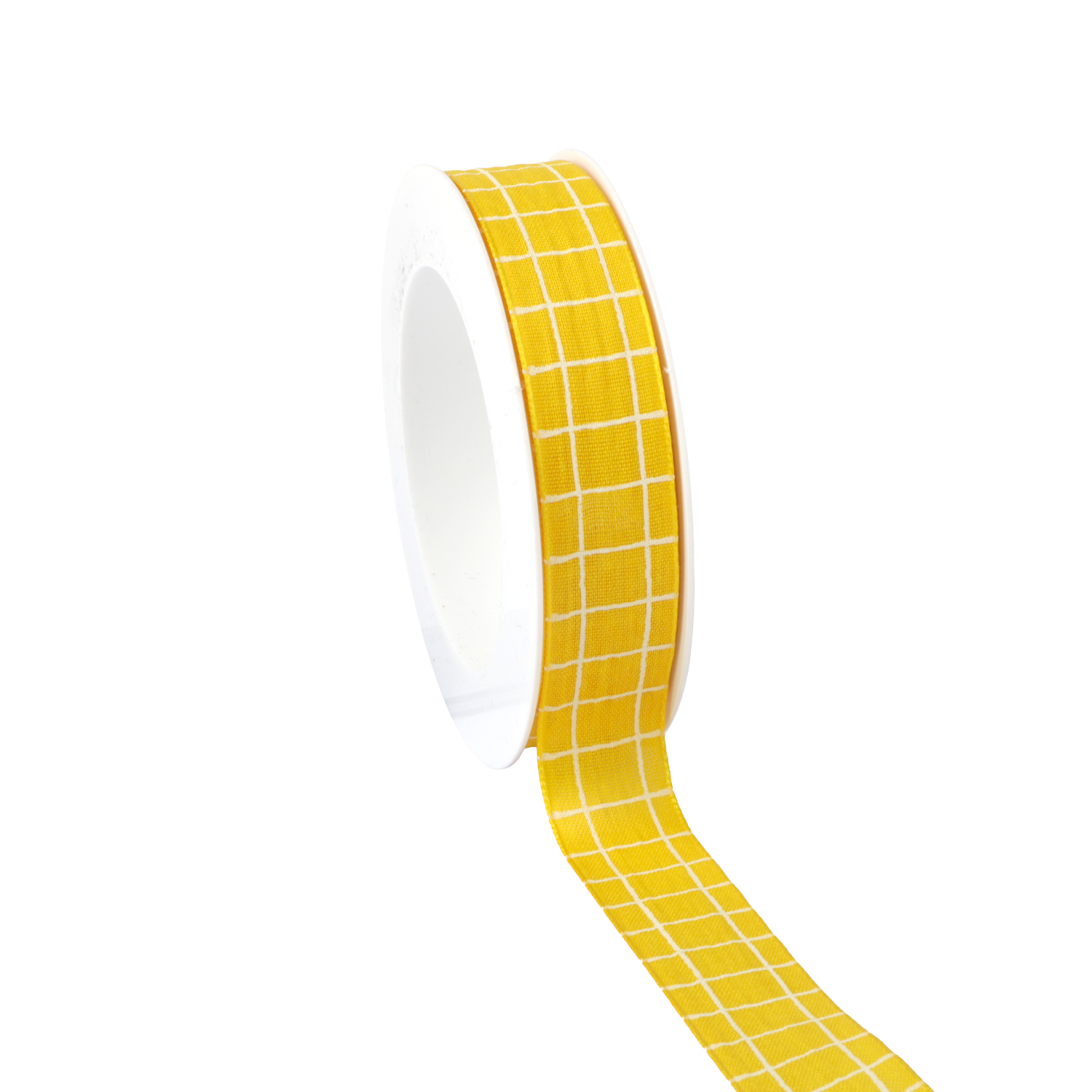 Afbeeldingen van Rol textiellint 25 mm 18 mtr raster geel