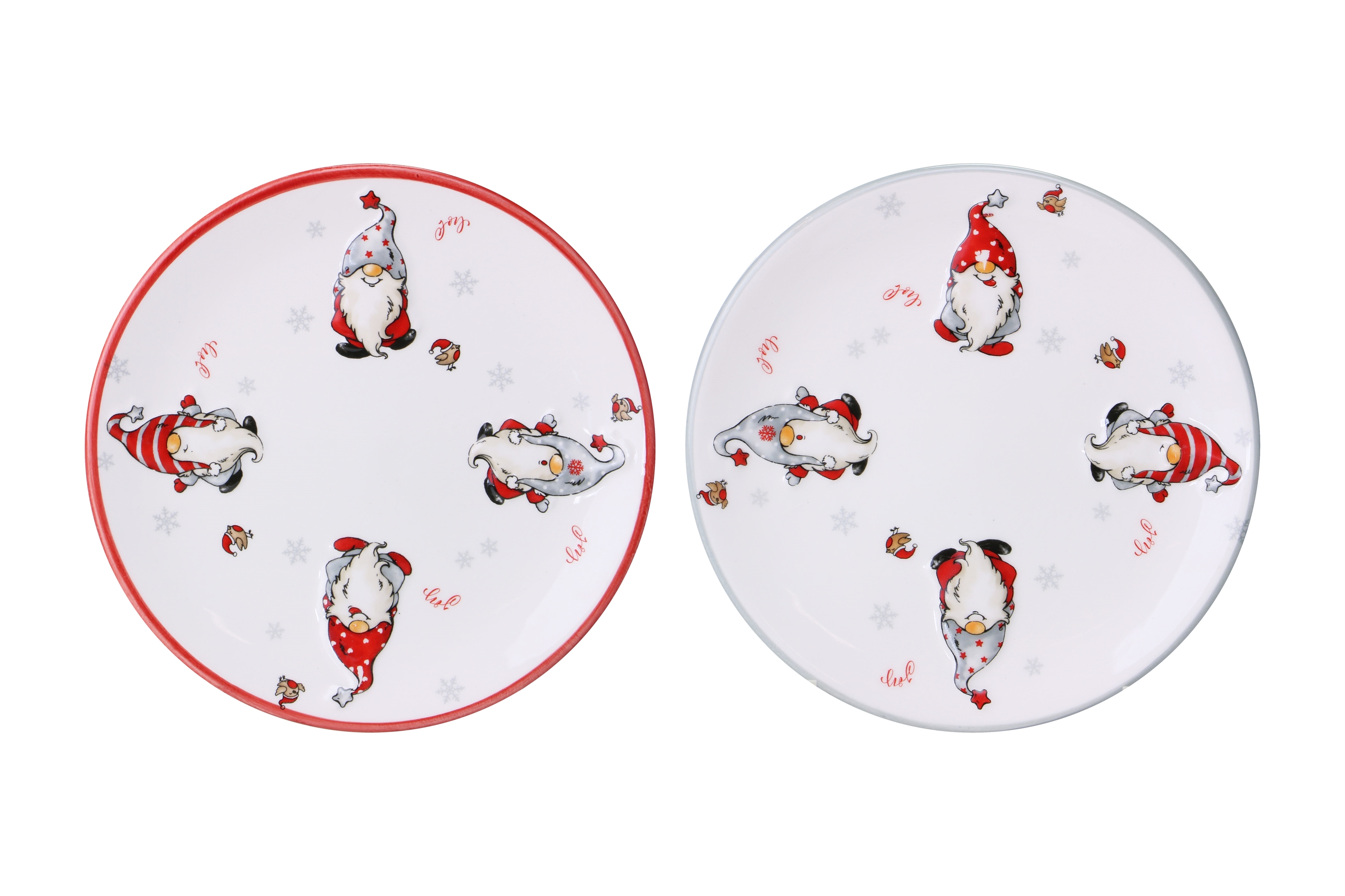 Afbeeldingen van Bord 17 cm kabouters kerst assorti (uc)