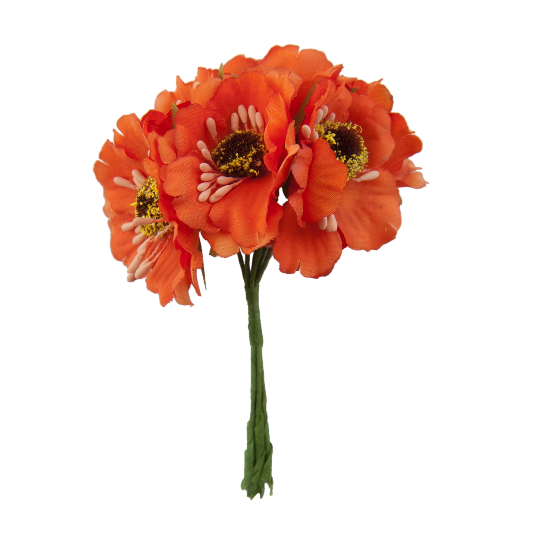 Afbeeldingen van Zak à 60 decoratie bloem r4,5x8,5 cm oranje rood