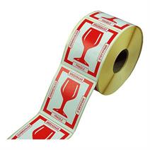 Afbeeldingen van Rol à 500 gevaren etiket glas rood 