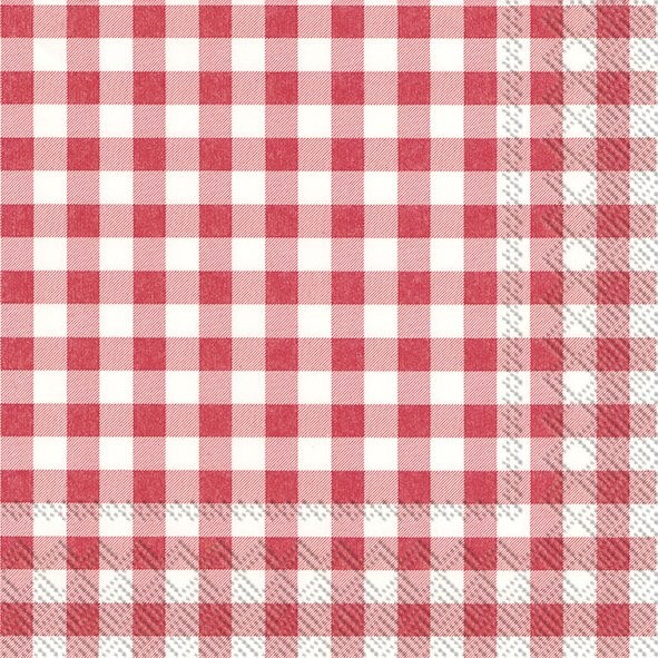 Afbeeldingen van Pak à 20 servetten 33x33 cm rode ruit