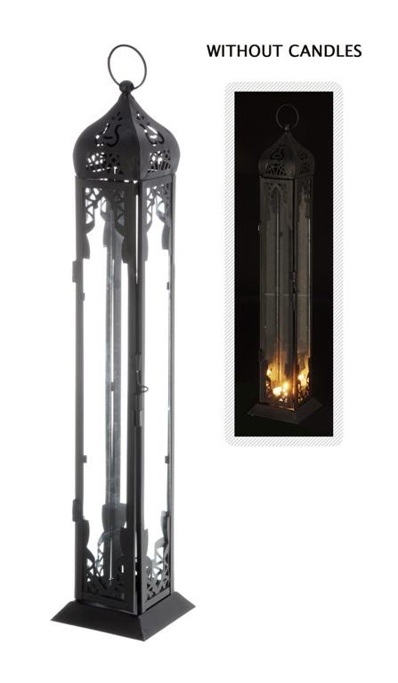 Afbeeldingen van Metalen lantaarn  zwart smal 9x9x47 cm