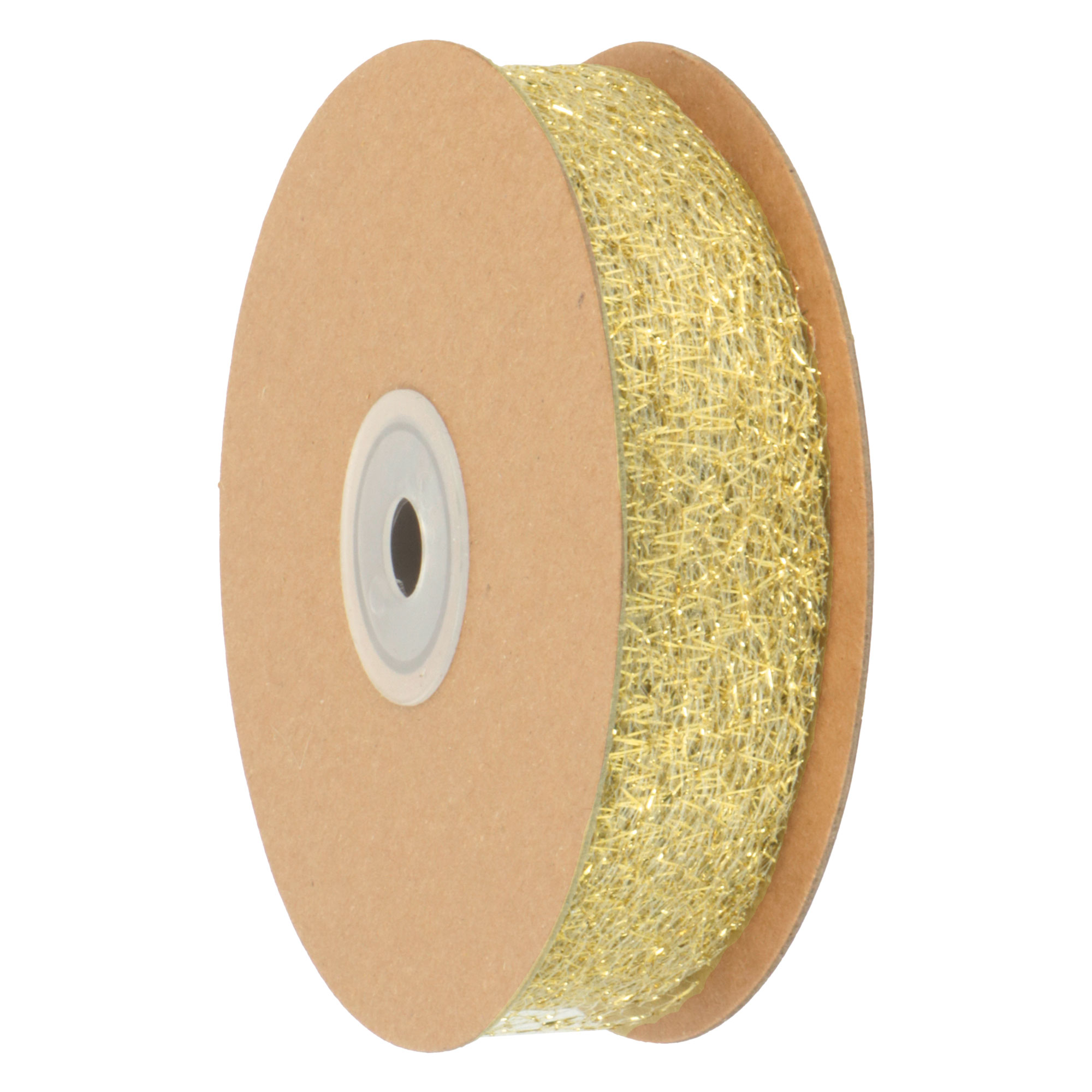 Afbeeldingen van Rol lint 25 mm 25 mtr Lurex Shiny web goud