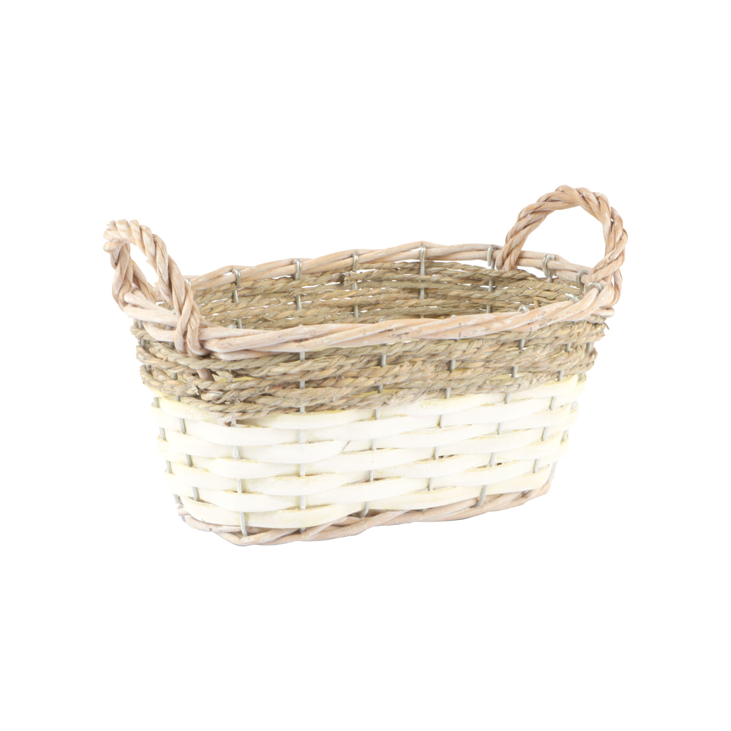 Afbeeldingen van Mand ovaal 23x15x10 cm  witte rand