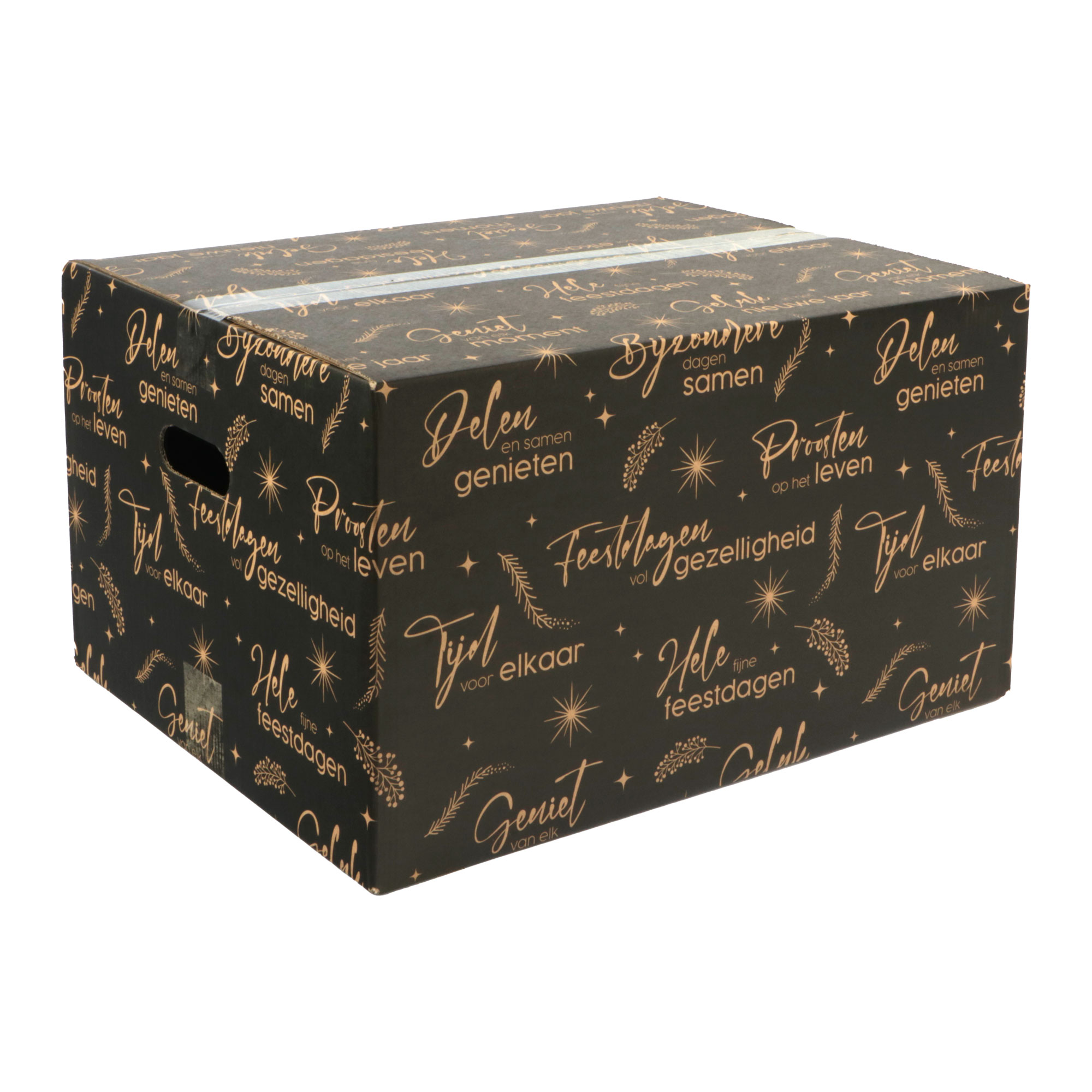 Afbeeldingen van Kerstdoos H200 kerstwensen 59x39x20 cm zwart (uc)