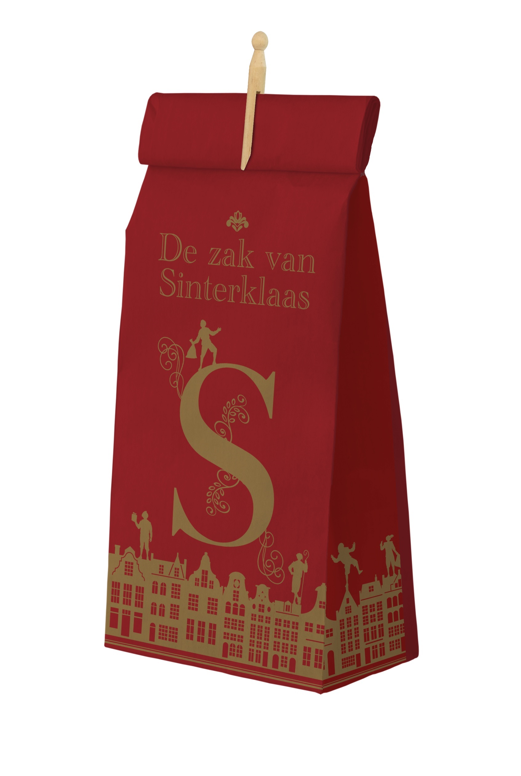 Afbeeldingen van Pak à 10 kadozak 20+10x47 cm Zak van sinterklaas 2023 incl knijper (ucl)