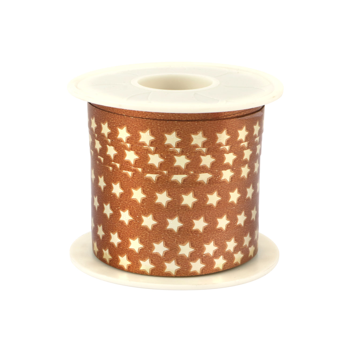 Afbeeldingen van Rol Kerstlint 10 mm 100 mtr Ster goud/goud 