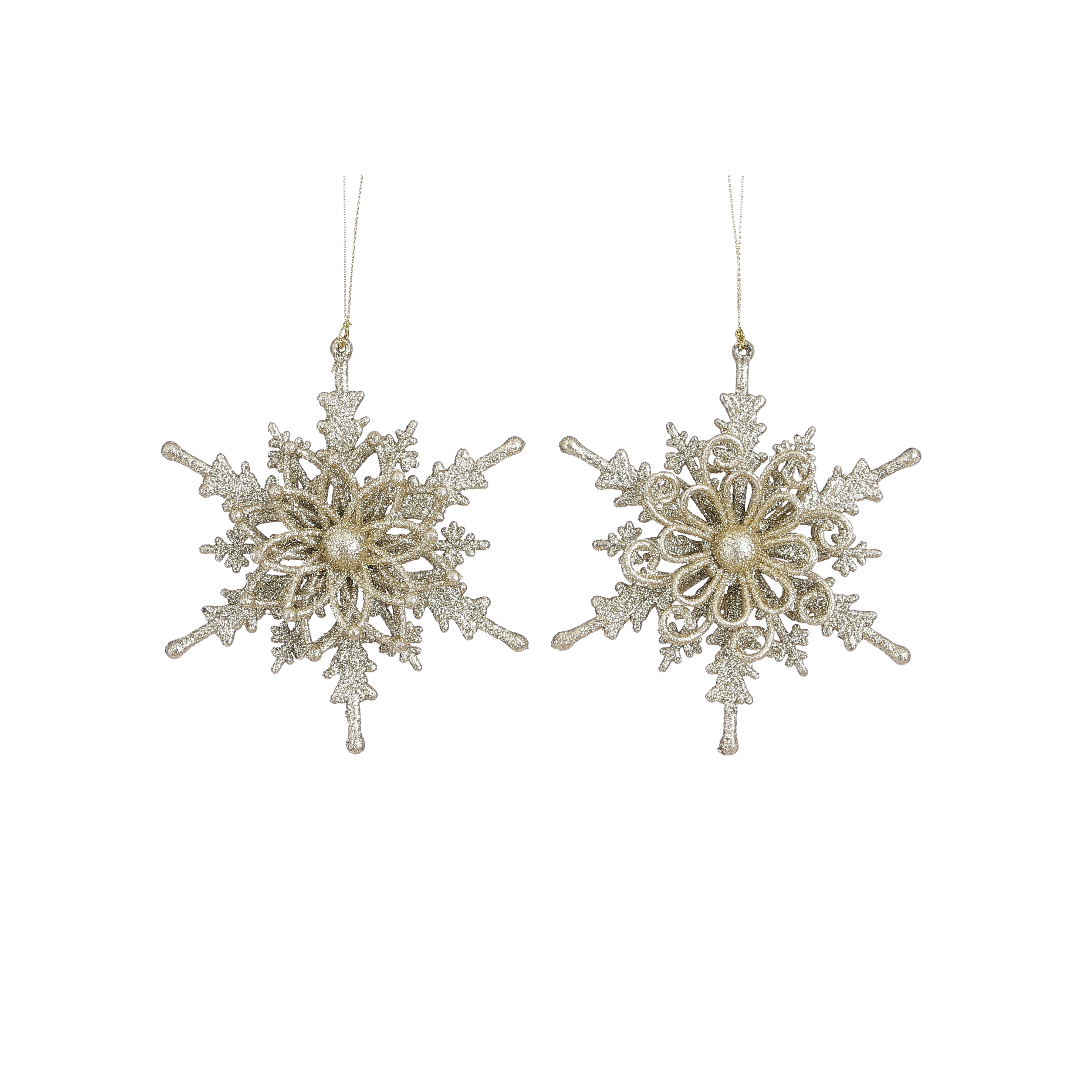 Afbeeldingen van Ornament sneeuwvlok 16x4 cm goud assorti  