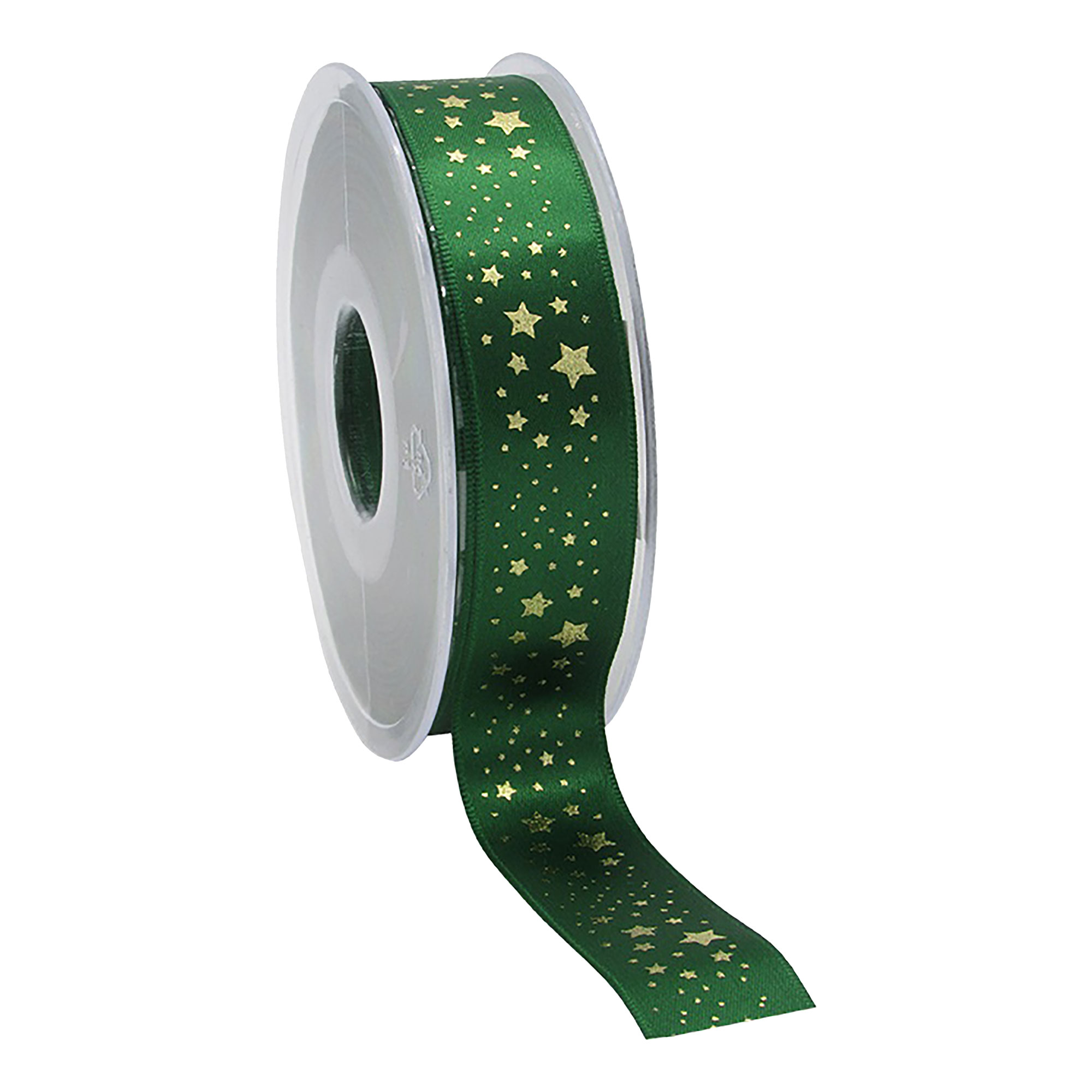 Afbeeldingen van Rol satijnlint 23 mm 25 mtr Wonderful stars groen