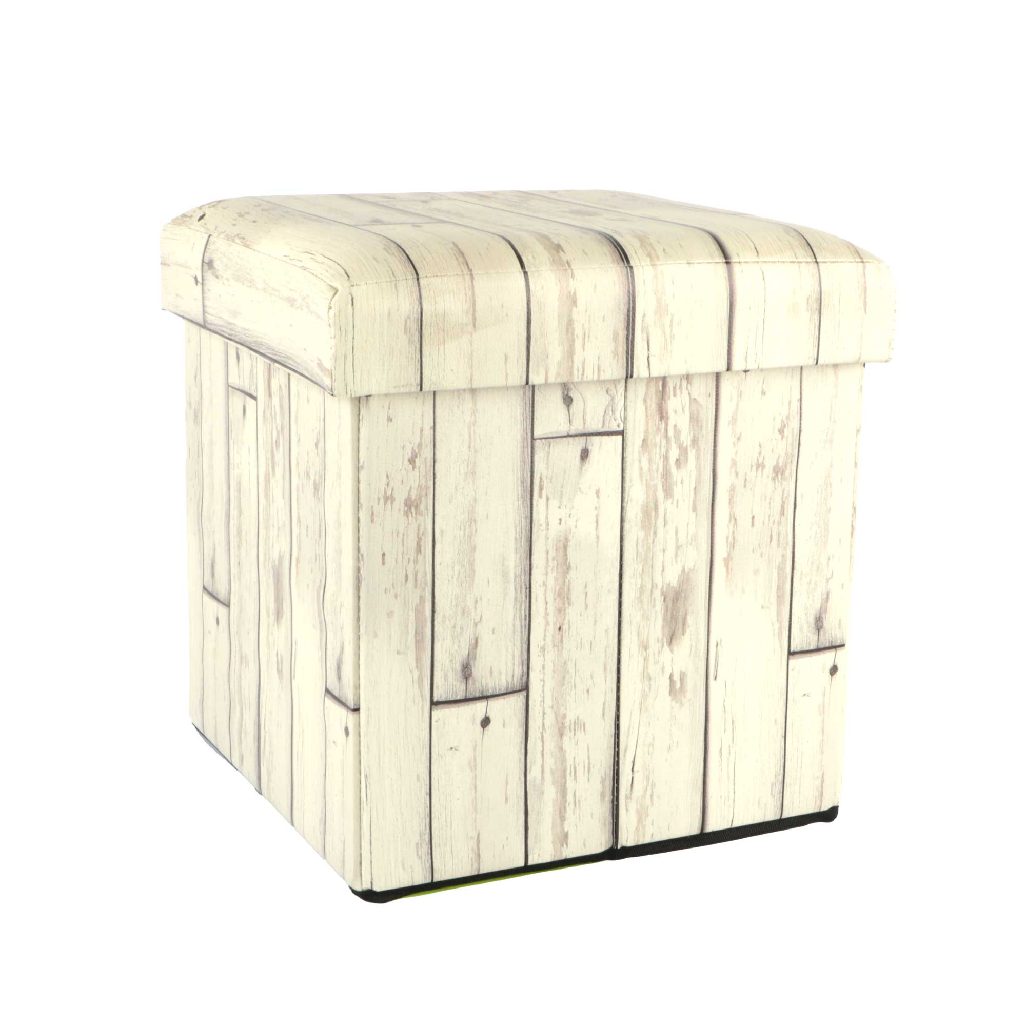 Afbeeldingen van Mdf poef inklapbaar 32x32x32 cm Wood white wash