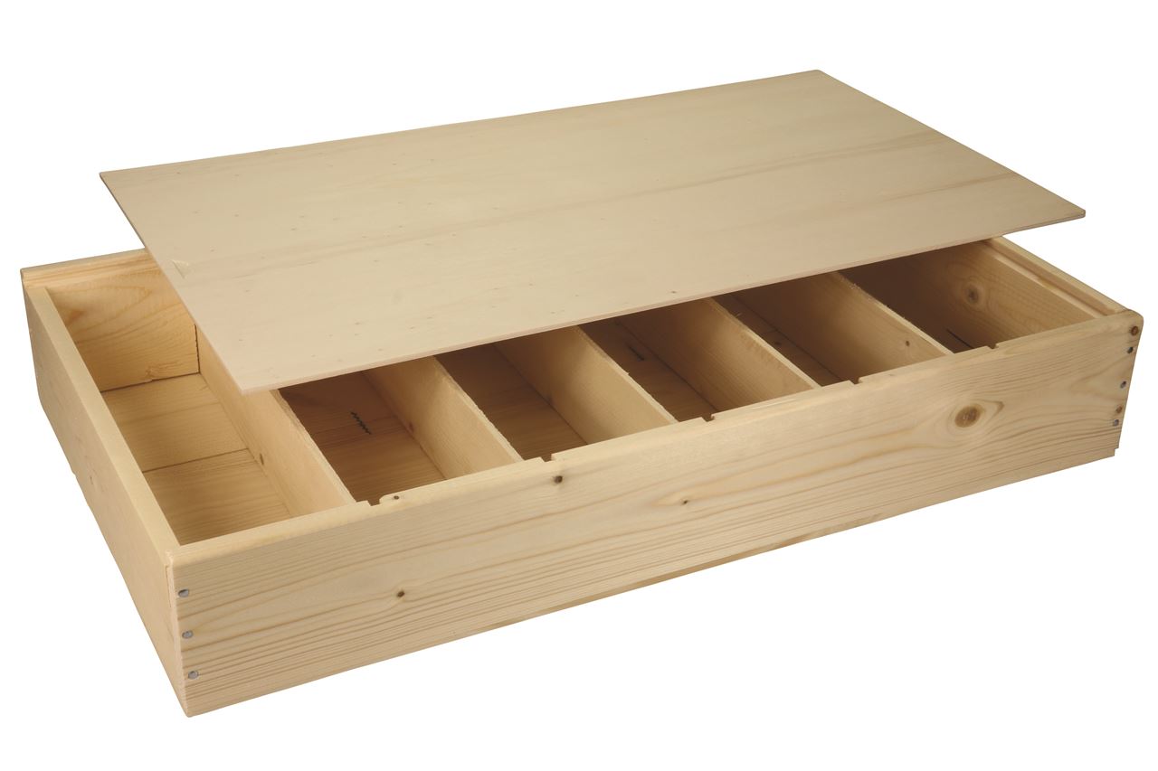 Afbeeldingen van Kist met houten schuifdeksel, 6 fles