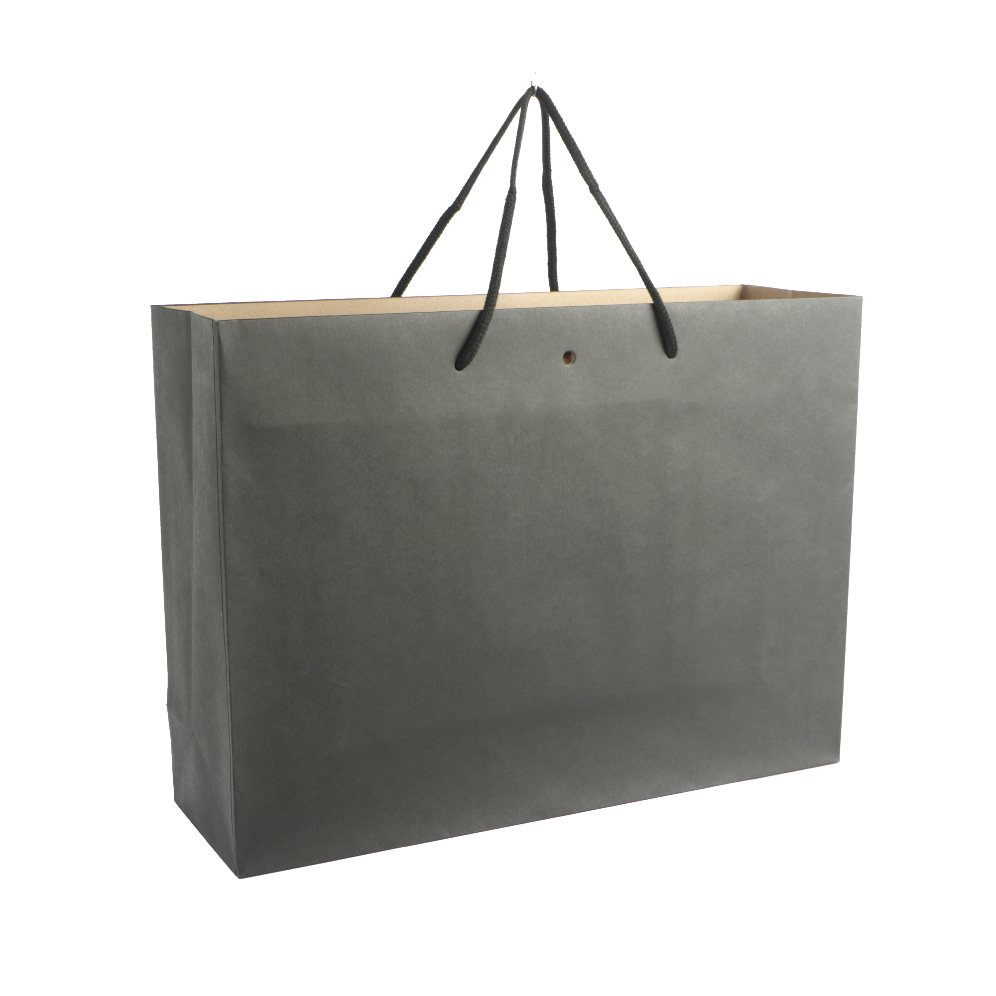 Afbeeldingen van Ds à 100 matzwarte koordtas 42+13x31 cm bruin kraft 