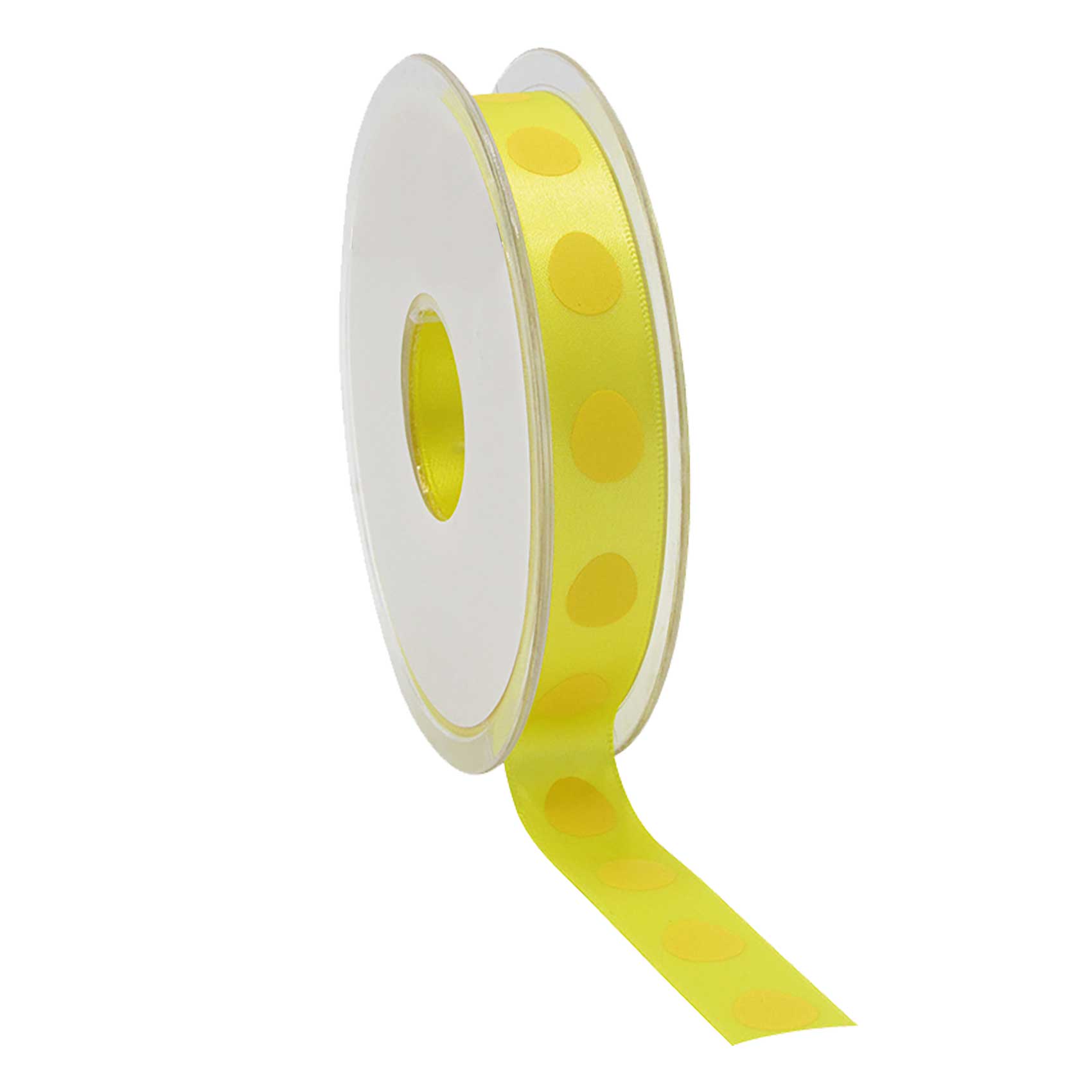 Afbeeldingen van Rol satijnlint 15 mm 25 mtr eieren geel (ucl)