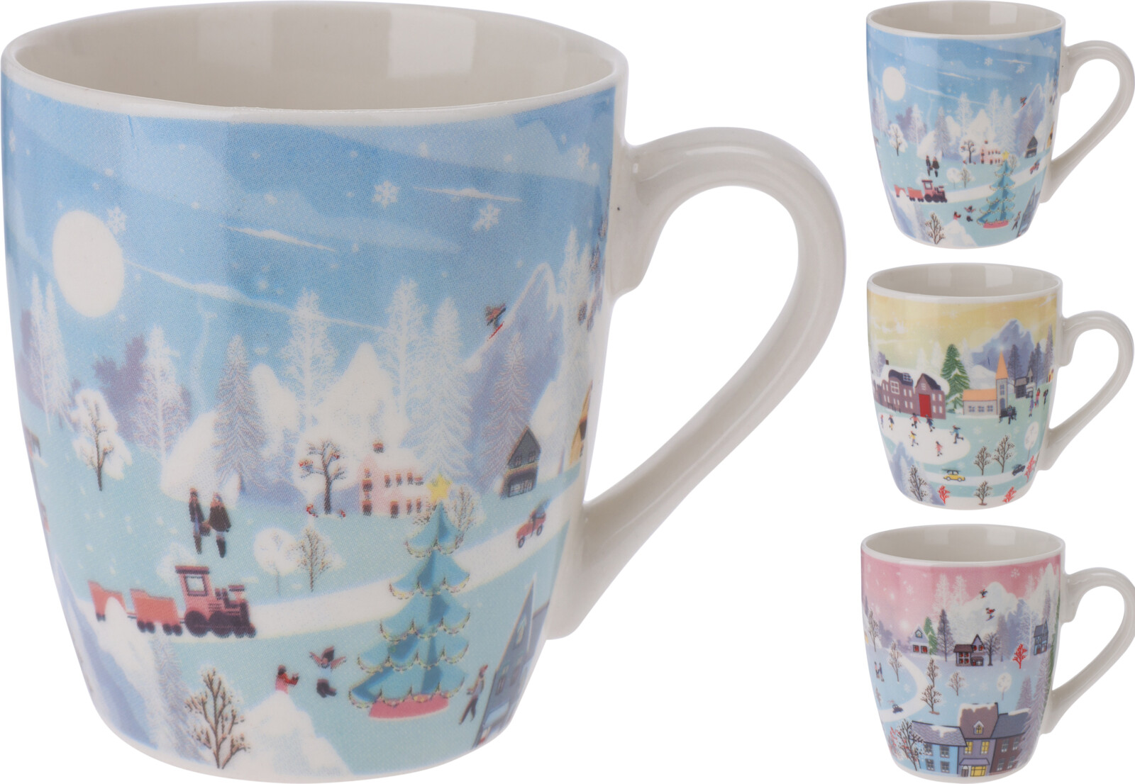 Afbeeldingen van Mok porselein 200 ml winter landschap assorti