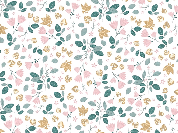 Picture of Rol kadopapier 50 cm 100 mtr wit met pastel bloemen (ucl)