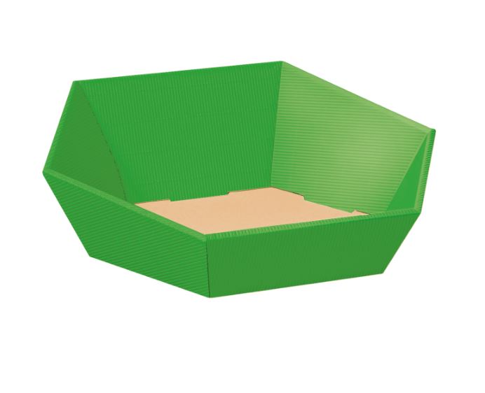 Afbeeldingen van Ds à 25 kartonnen bak 29x27x6/10,5 cm 6 kant open golf licht groen (ucl)