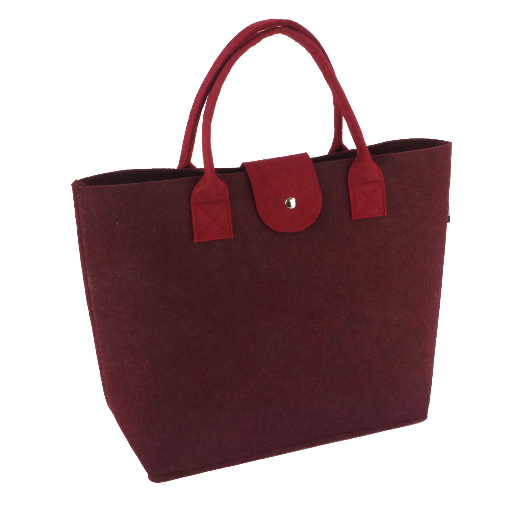 Afbeeldingen van Vilten tas 43+12x32 cm bordeaux/bordeaux met magneetsluiting