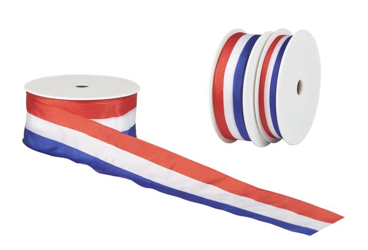 Afbeeldingen van Rol textiellint 25 mm 25 mtr rood/wit/blauw 