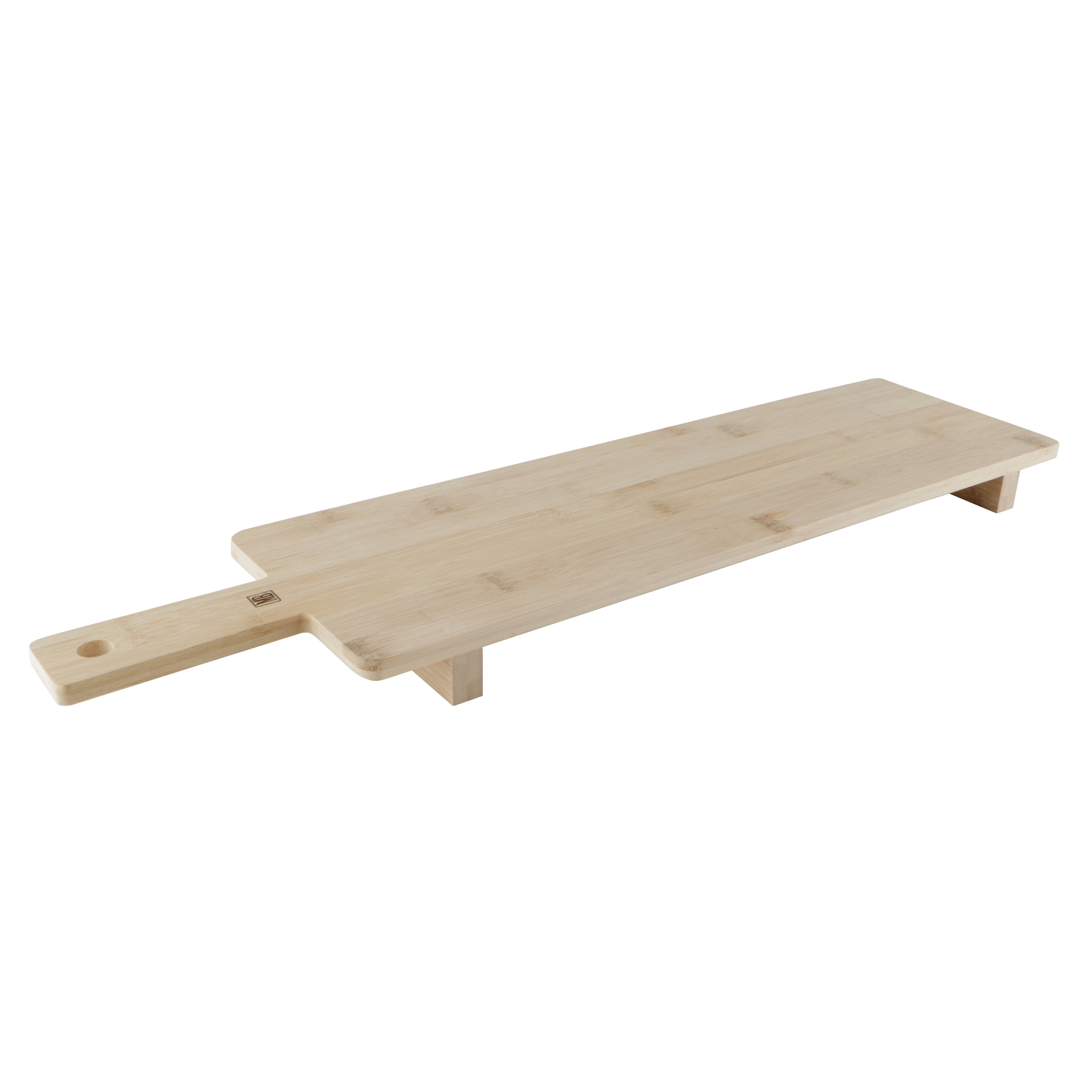Afbeeldingen van Bamboe serveertray 59x15x3,8 cm met greep, op pootjes 