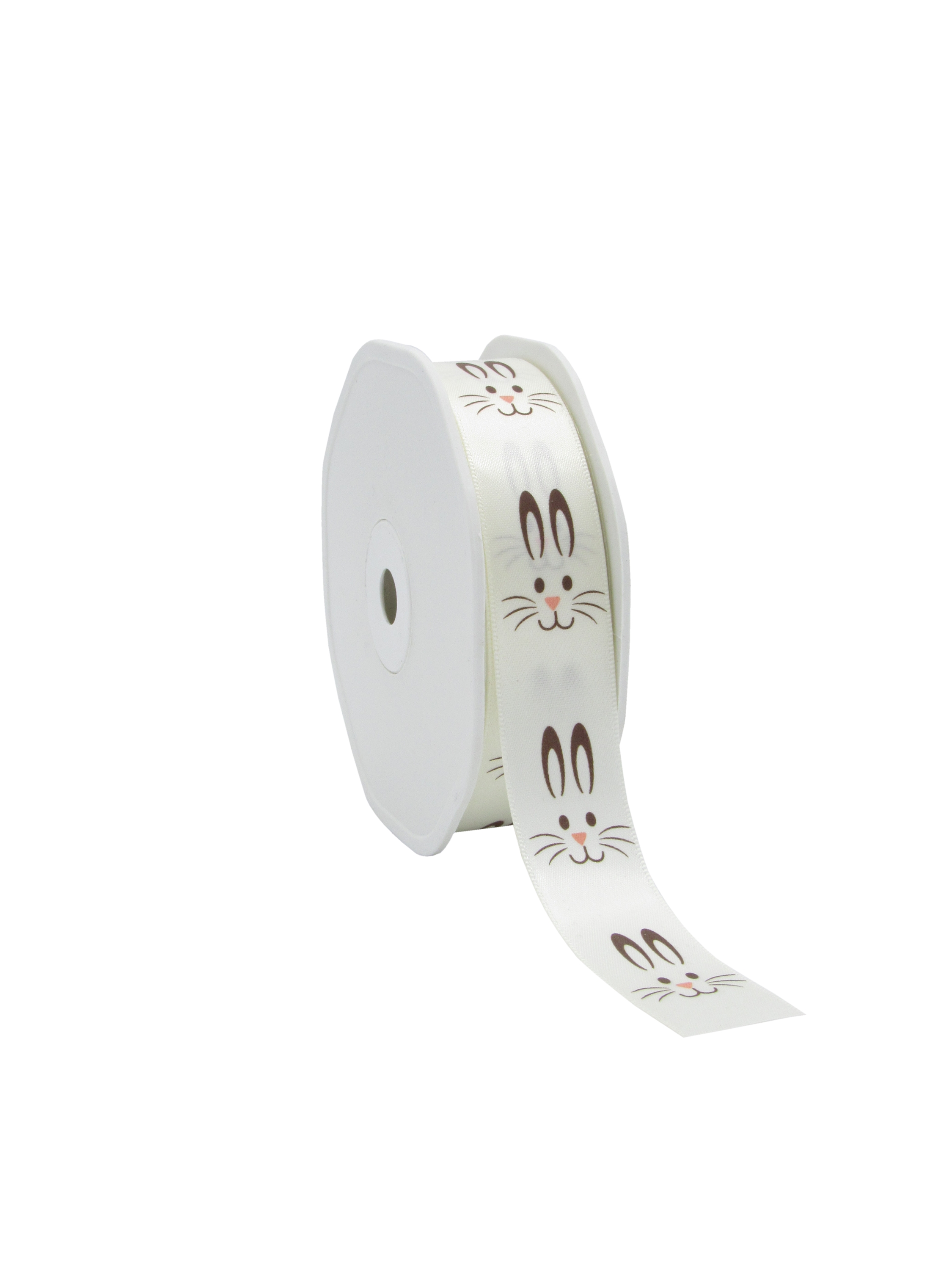 Afbeeldingen van Rol satijnlint 22 mm 25 mtr Paashaas crème (ucl)