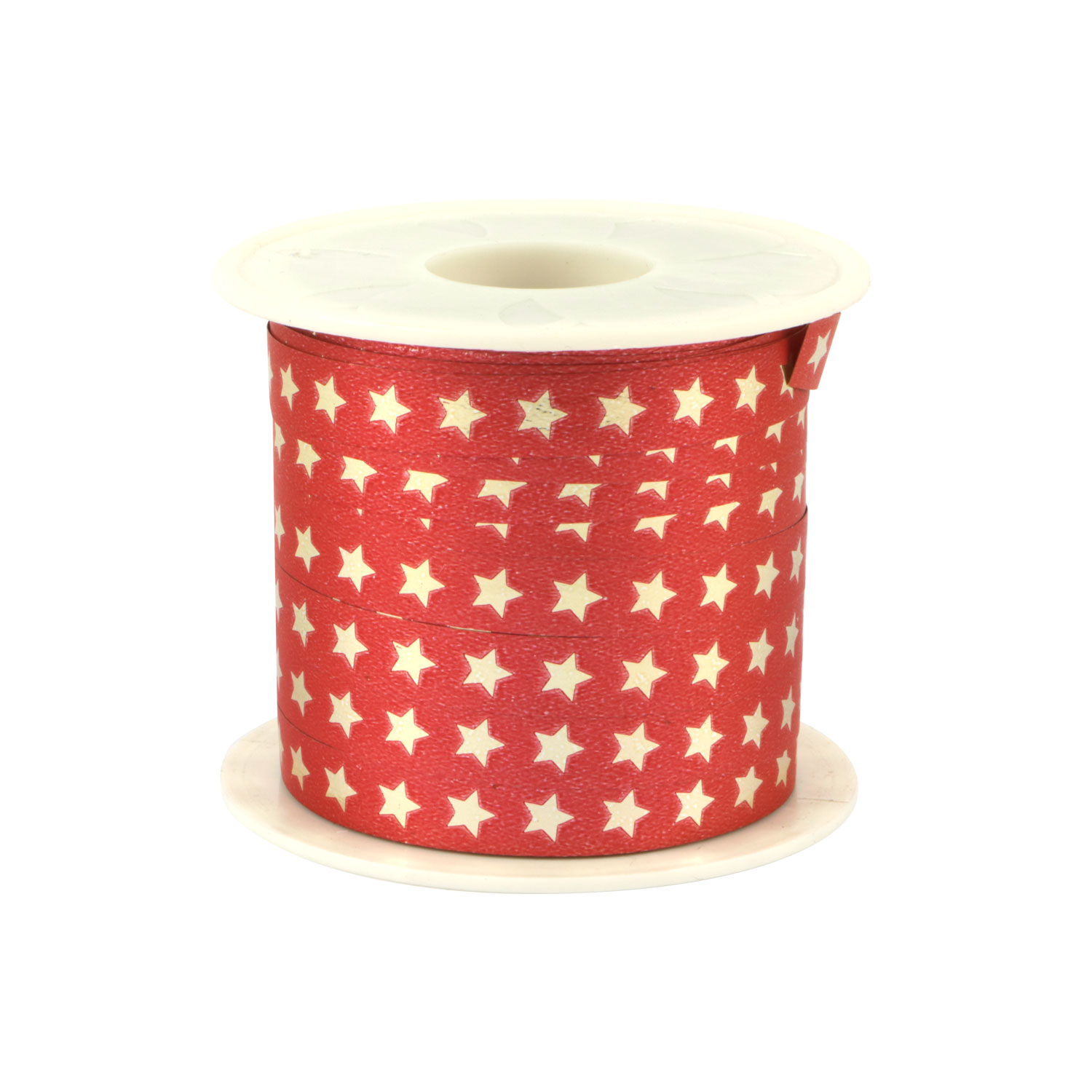 Afbeeldingen van Rol Kerstlint 10 mm 100 mtr Ster rood/goud