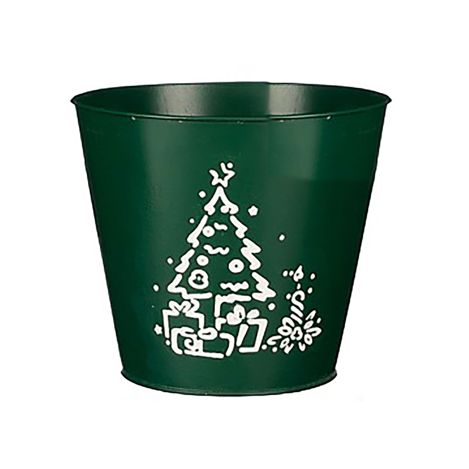 Afbeeldingen van Emmer 20/16x17 cm groen, met witte kerstboom