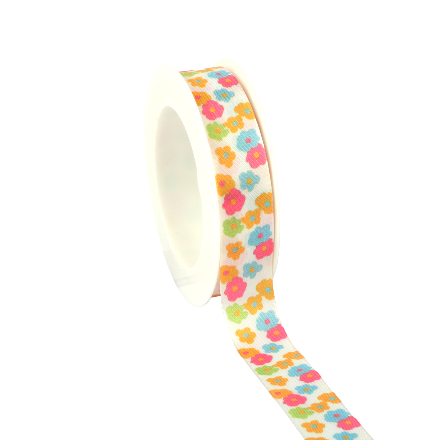 Afbeeldingen van Rol textiellint 25 mm 18 mtr bloesem veelkleurig