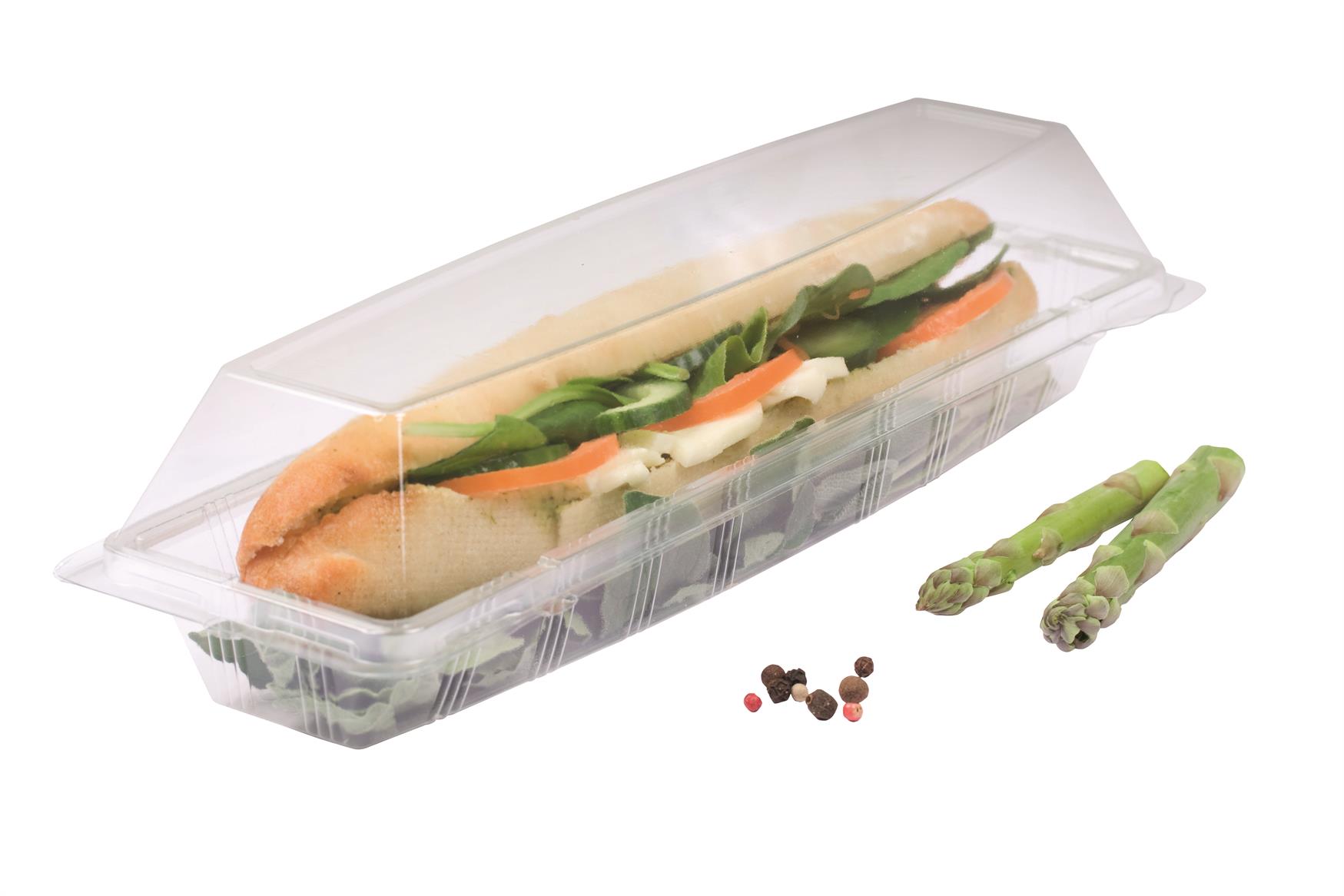 Afbeeldingen van Ds à  300 pet baguette bak 23,5x7,5x7,5 cm (uc)