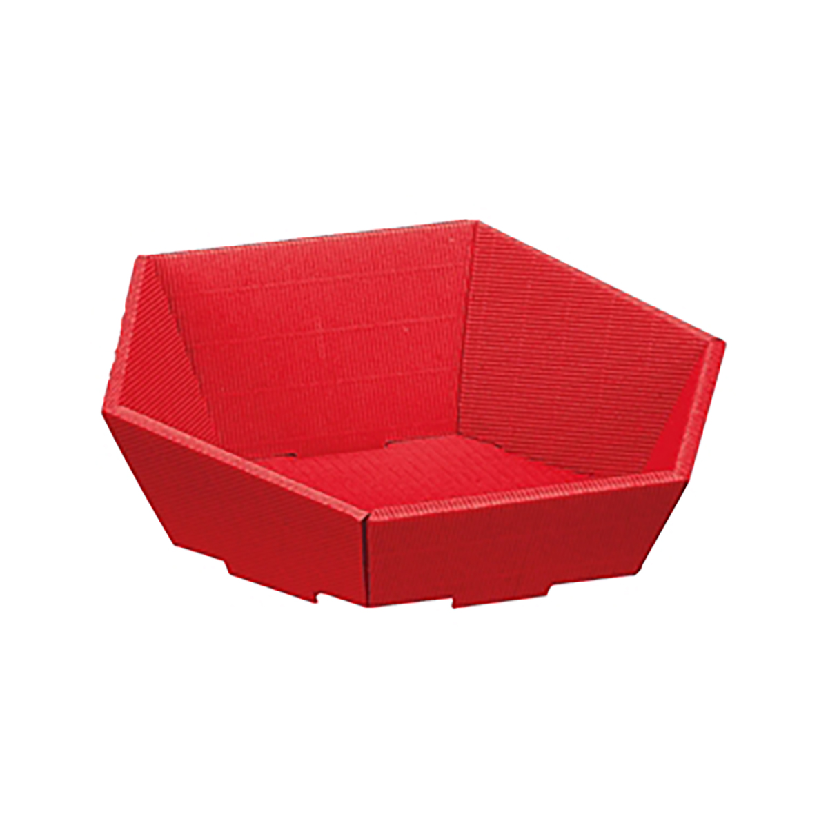 Afbeeldingen van Ds à 25 kartonnen bak 25x20x4,8/8,5 cm 6-kant open golf rood