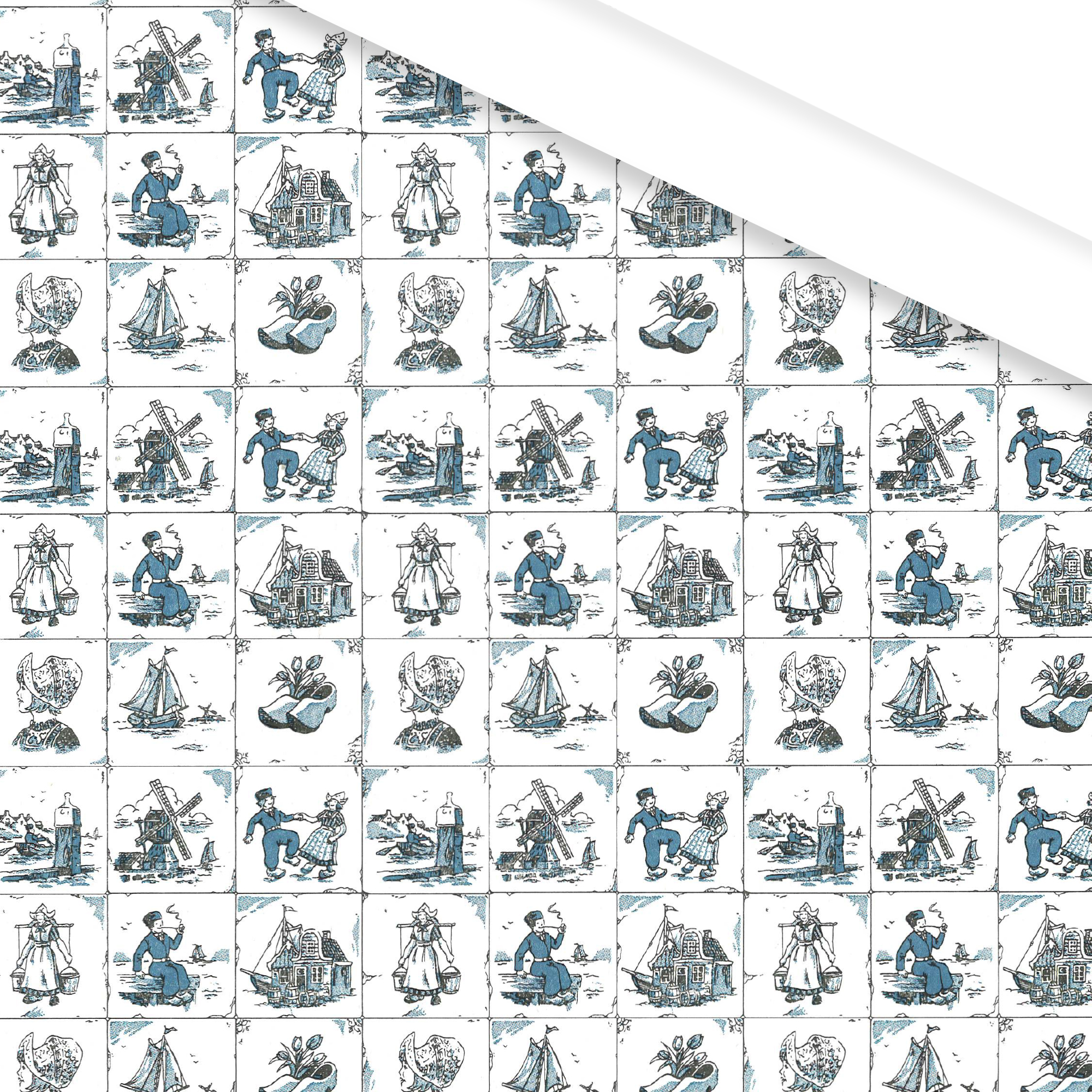 Afbeeldingen van Rol kadopapier 50 cm 200 mtr Delfts blauw