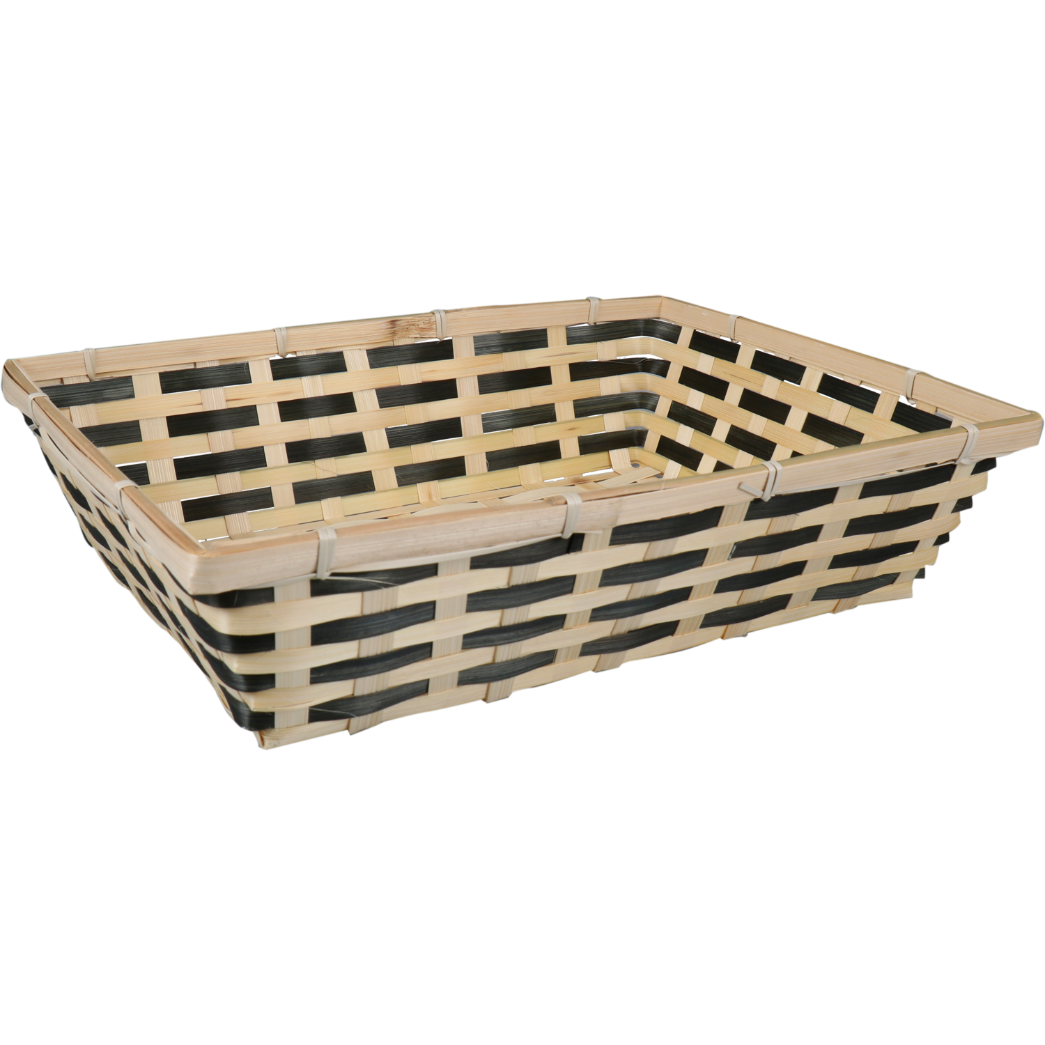 Afbeeldingen van Mand bamboe rechthoek 34x24x8 cm naturel/zwart