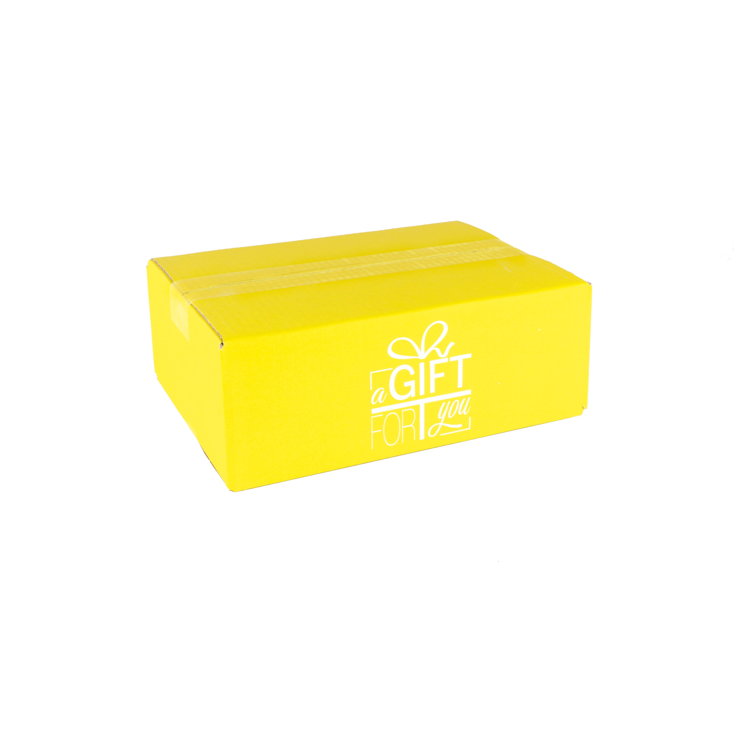 Afbeeldingen van Pakketdoos AKLN a gift for you 29x20x10 cm geel