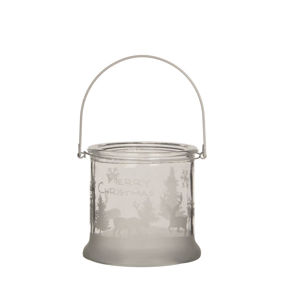 Afbeeldingen van Windlicht glas, Merry christmas, transparant frosted (ucl)