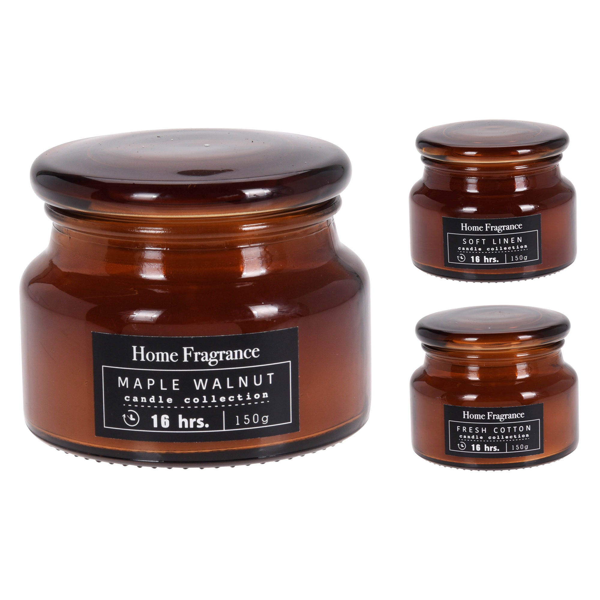 Afbeeldingen van Kaars in bruine glazen pot 8 cm assorti geuren (uc)