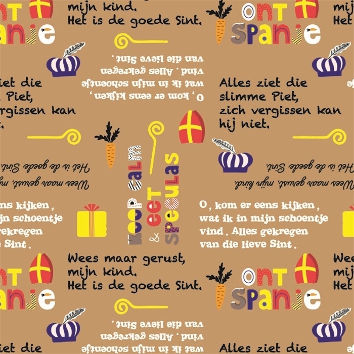 Afbeeldingen van Rol Sintpapier 30 cm 200 mtr Sint versjes op kraft