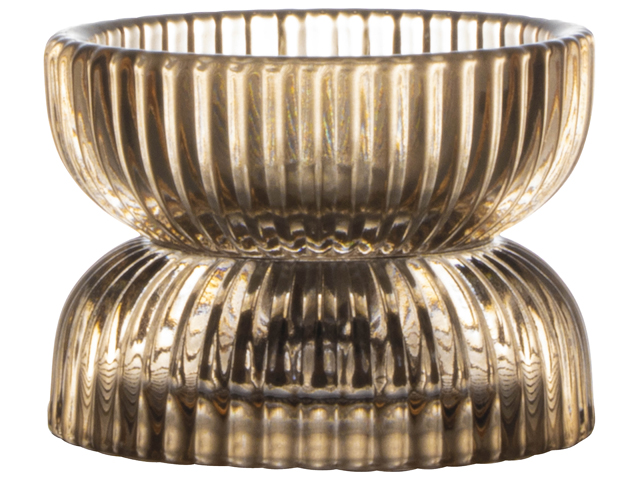 Afbeeldingen van Kaars/waxinelichthouder 7,8x6 cm glas goud