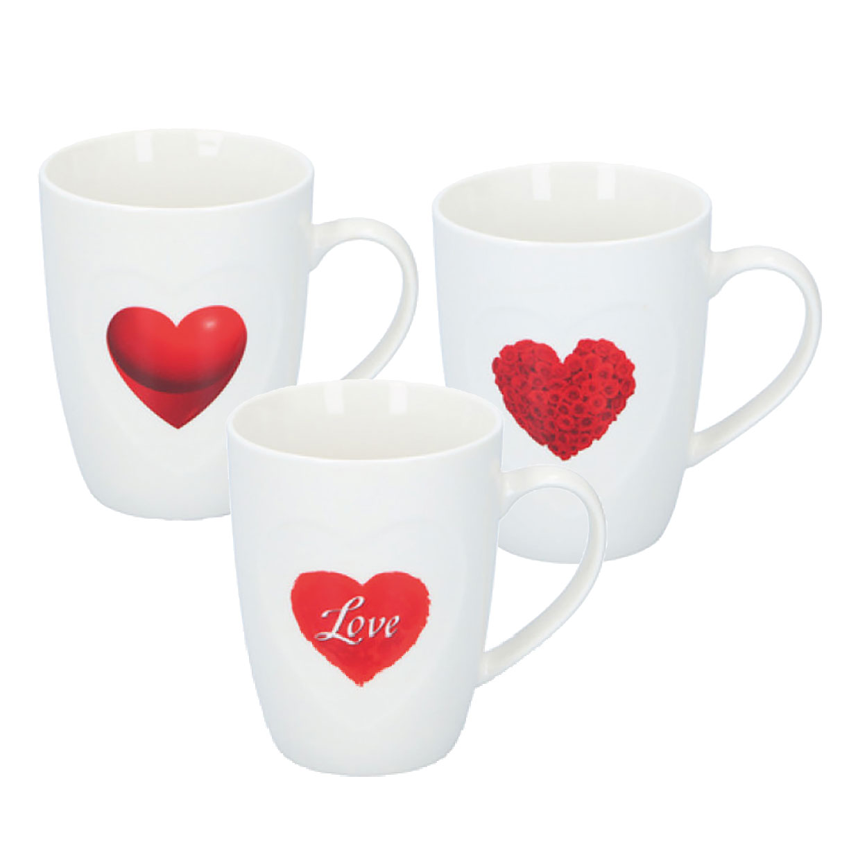 Afbeeldingen van Mok porselein 330 ml hartjes assorti (ucl)