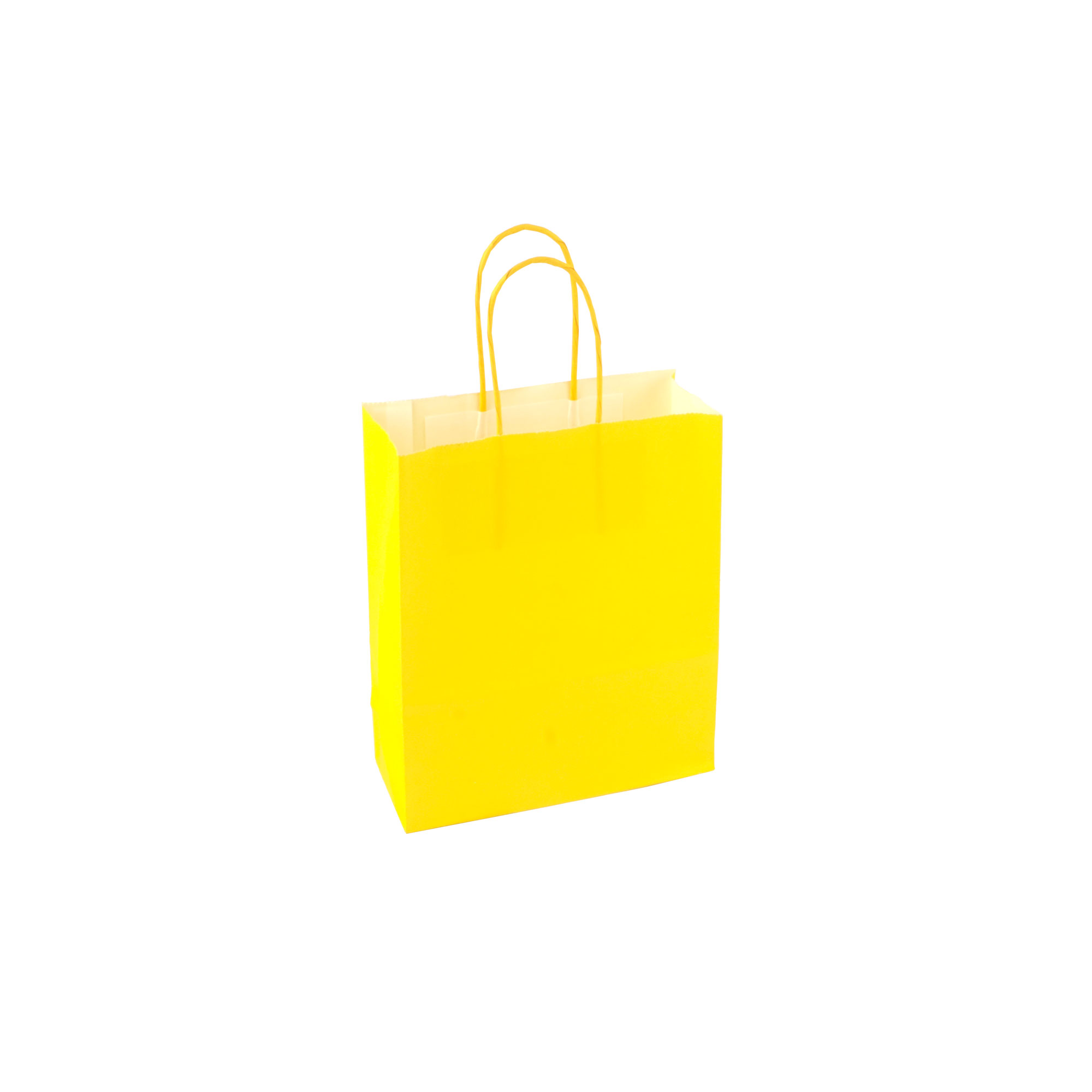 Afbeeldingen van Pak à 50 papieren tas geel 18+8x22 cm 90grs