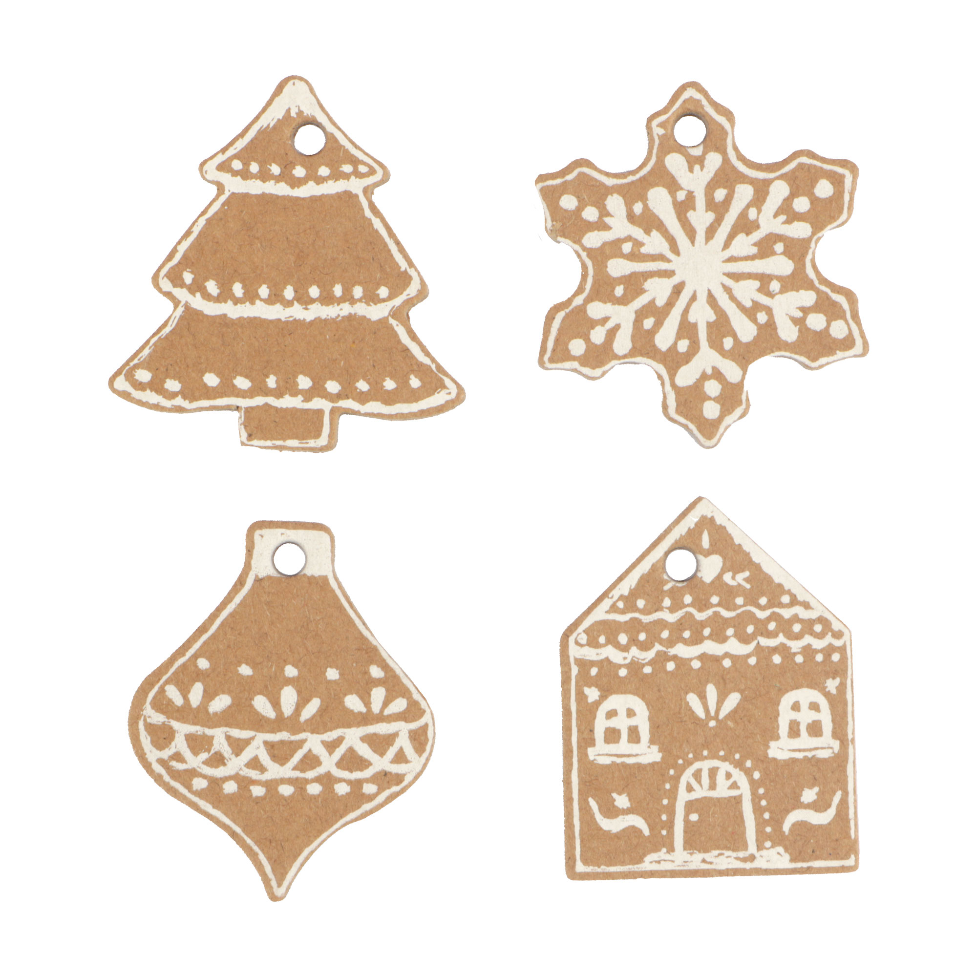 Afbeeldingen van Pak à 60 hangkaartjes 3,6x4,5 cm kerst assorti