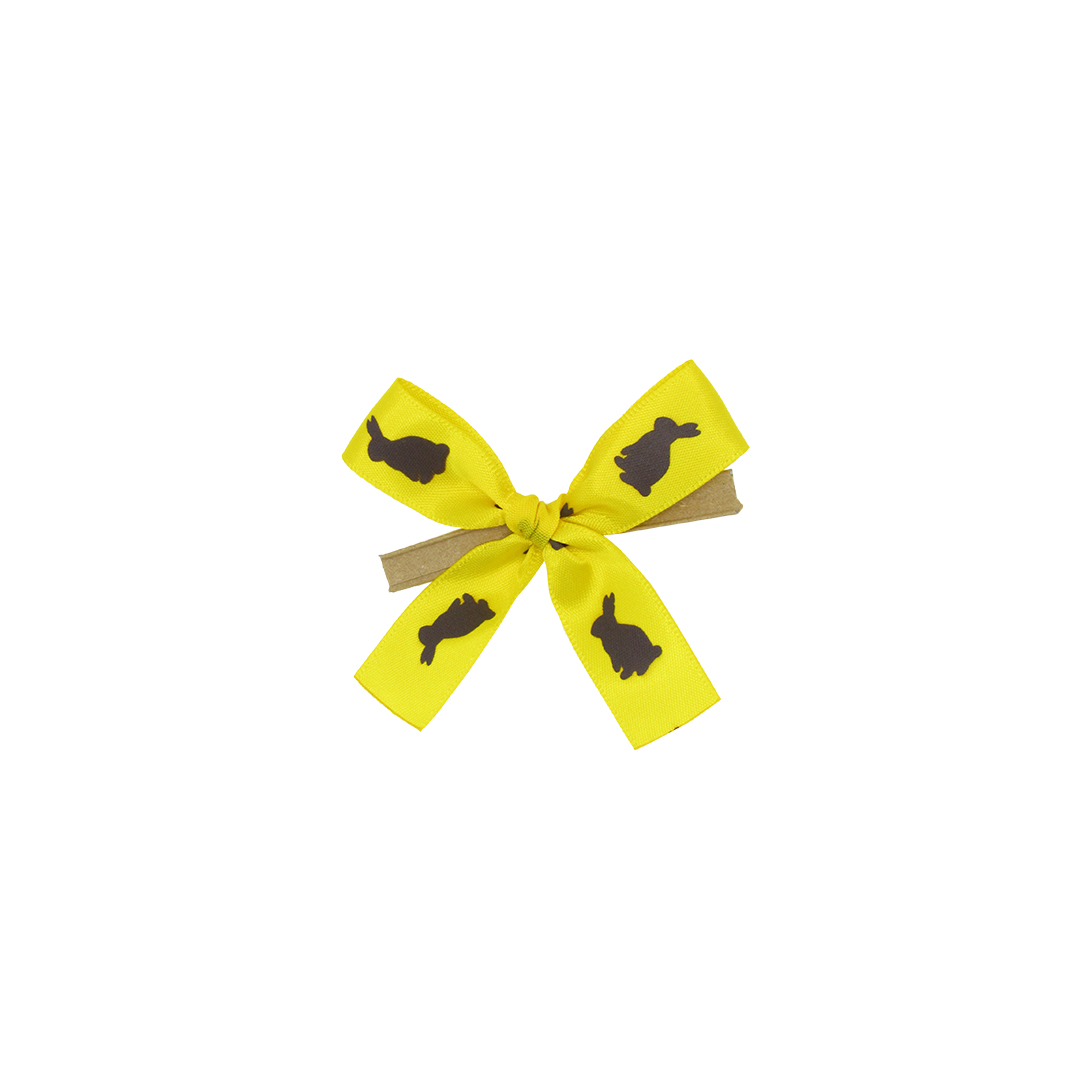 Afbeeldingen van Zak à 250 strik 7 cm met sluitclip, Bunny geel/bruin