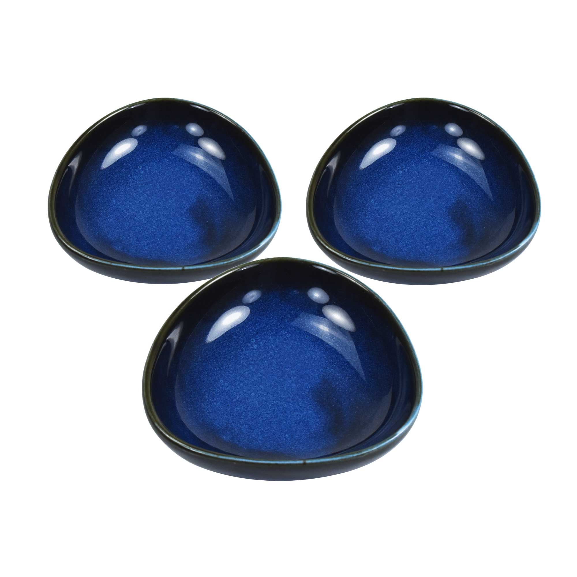 Afbeeldingen van Set à 3 schaaltjes 11x10x2,5 cm blauw