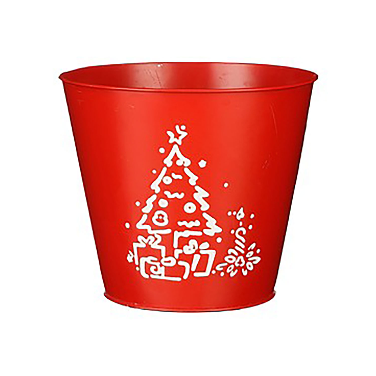 Afbeeldingen van Emmer 20/16x17 cm rood, met witte kerstboom