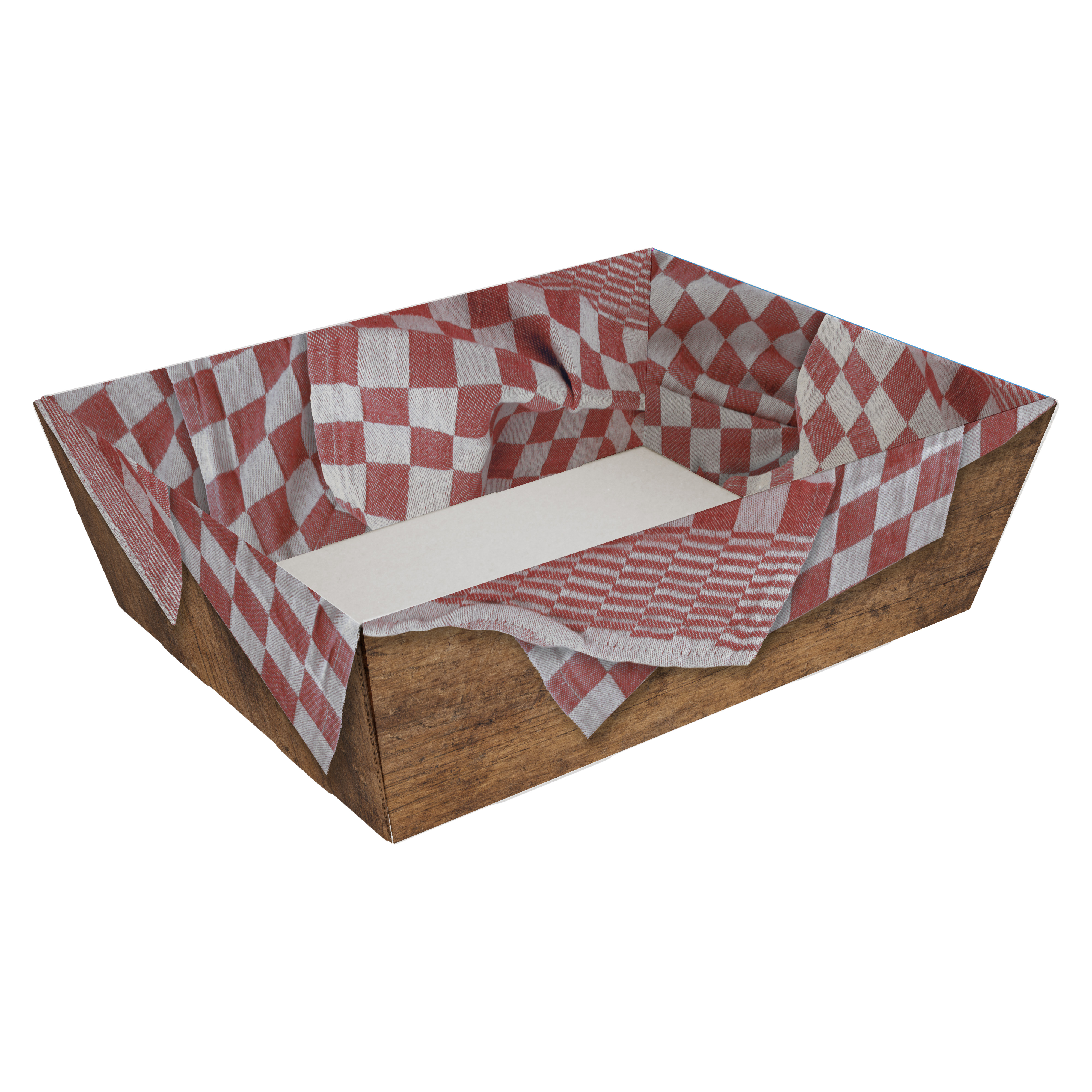 Afbeeldingen van Ds à 25 kartonnen bak 29x21x9 cm Theedoek rood