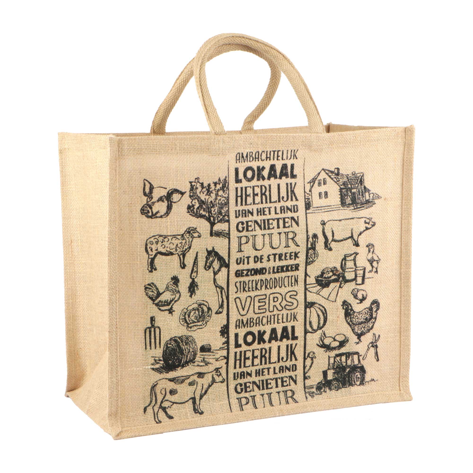 Afbeeldingen van Eco jute trendy tas 40+22x35 cm Uit de streek 