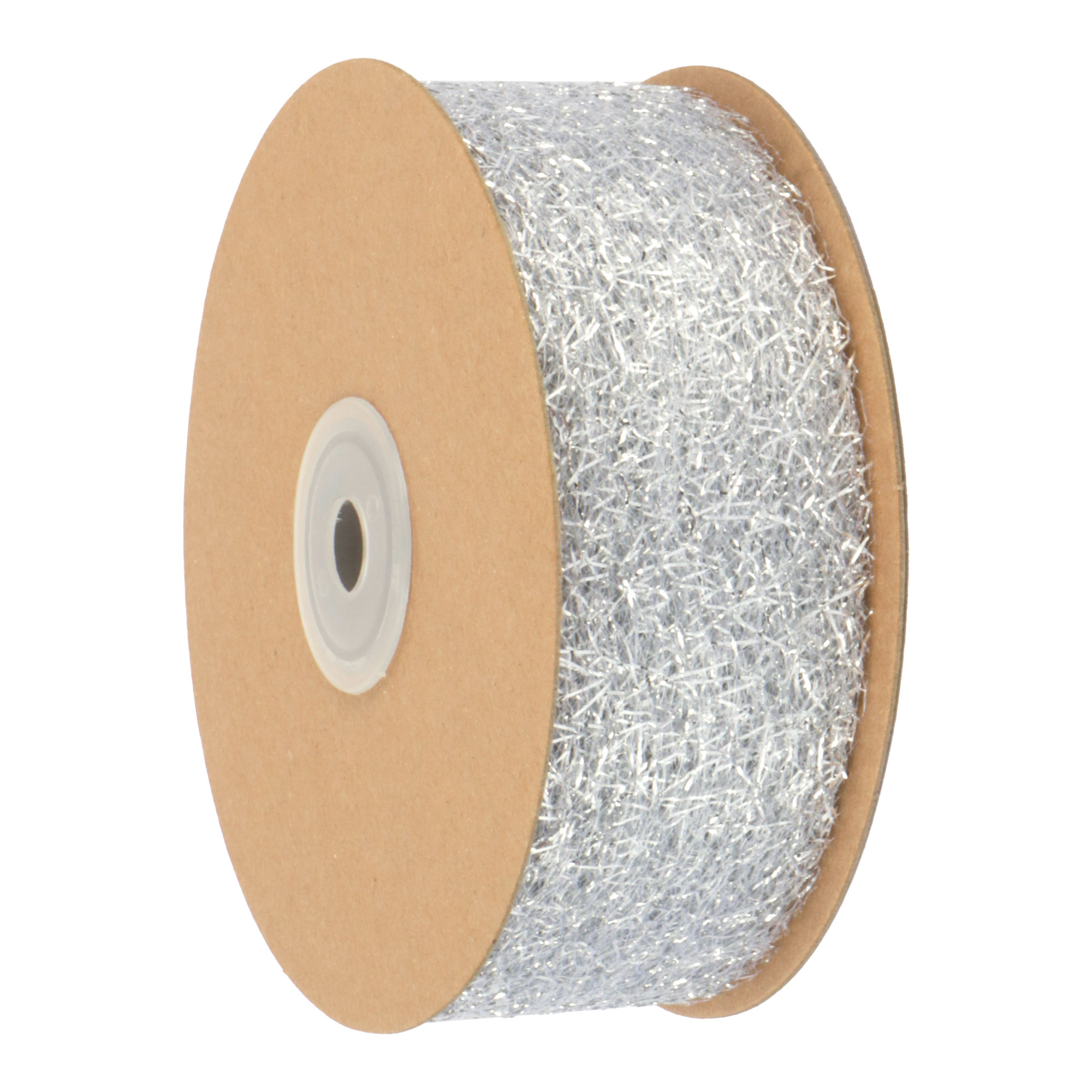 Afbeeldingen van Rol lint 38 mm 25 mtr Lurex Shiny web zilver 