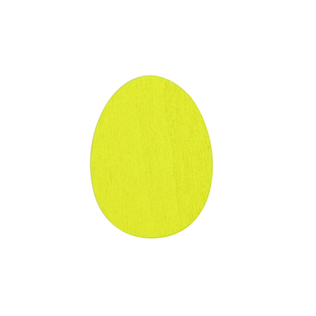 Afbeeldingen van Zak à 50 houten plakker 3,5x2,7cm Easter egg geel