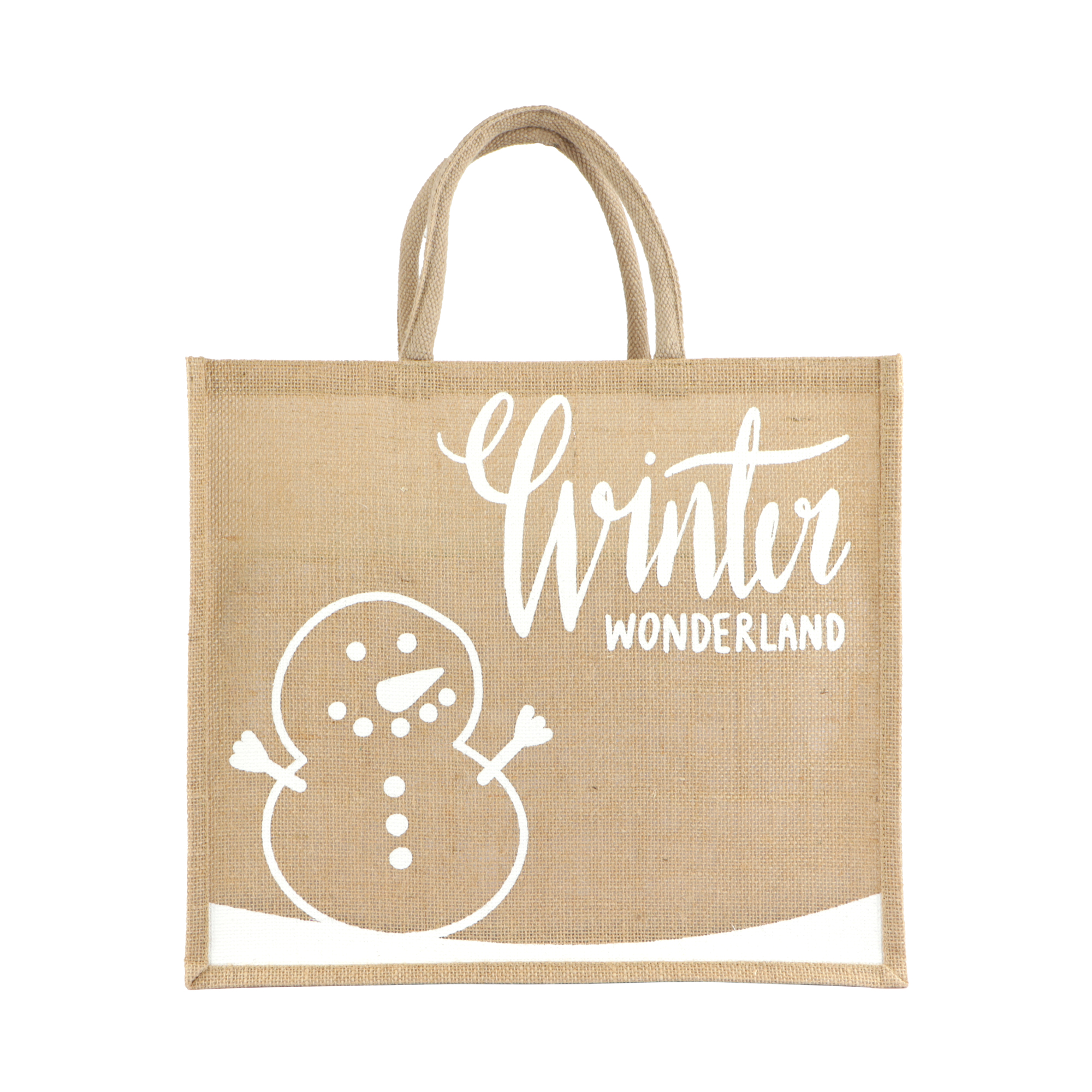 Afbeeldingen van Eco jute trendy tas 40+22x35 cm Winter Wonderland (uc)