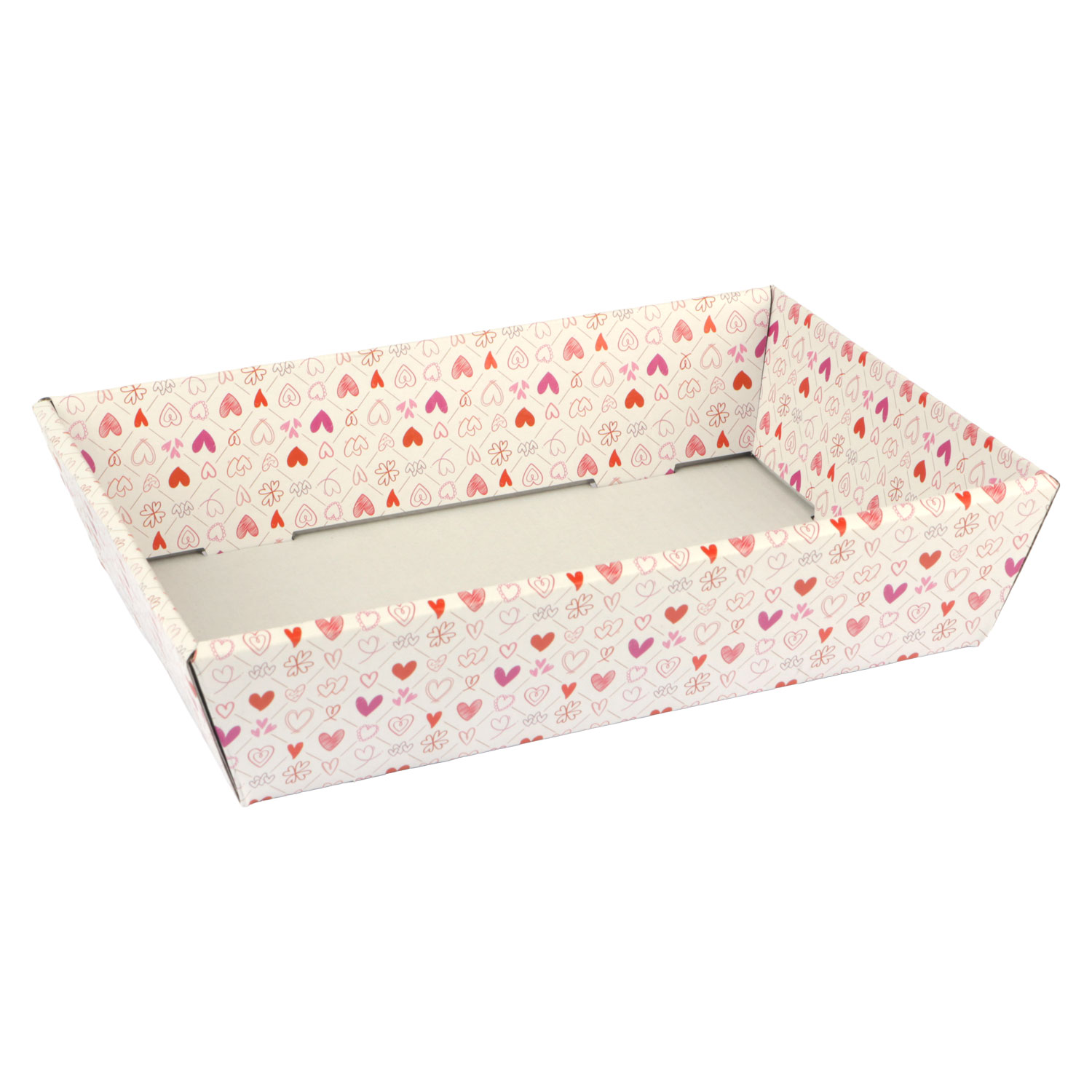 Afbeeldingen van Ds à 25 kartonnen bak 22x15x5,5 cm hartjes
